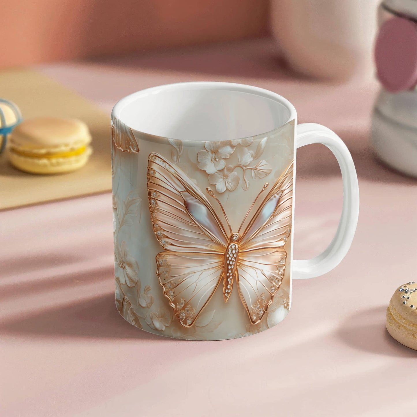 Pearl Butterfly Design - Ceramic Mug - The Shoppers Outlet