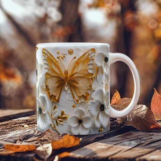 Gold Butterfly Design - Ceramic Mug - The Shoppers Outlet