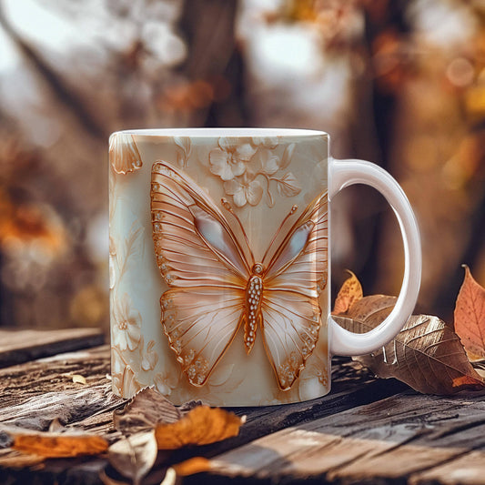 Pearl Butterfly Design - Ceramic Mug - The Shoppers Outlet