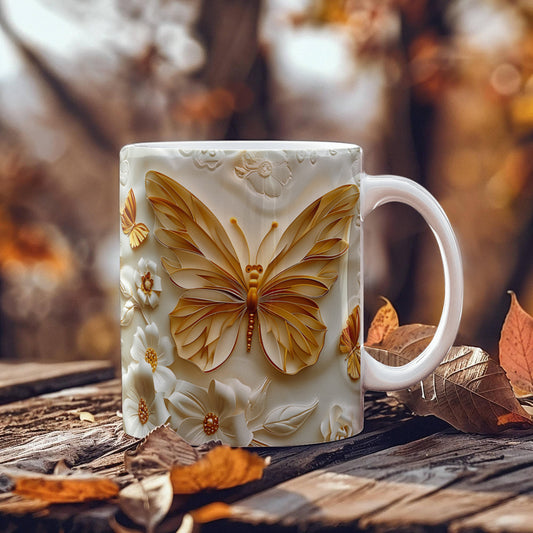 Golden Butterefly Design - Ceramic Mug - The Shoppers Outlet