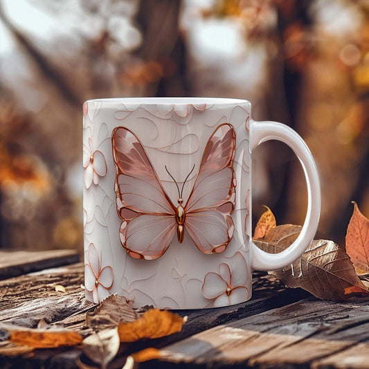 Pink Gold Butterfly - Ceramic Mug - The Shoppers Outlet