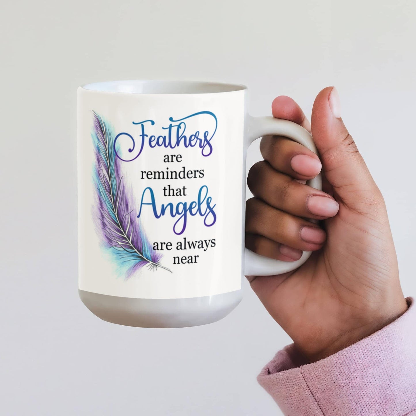 Remembrance - Feathers Are Reminders That Angels Are Always Near - Ceramic Mug - The Shoppers Outlet