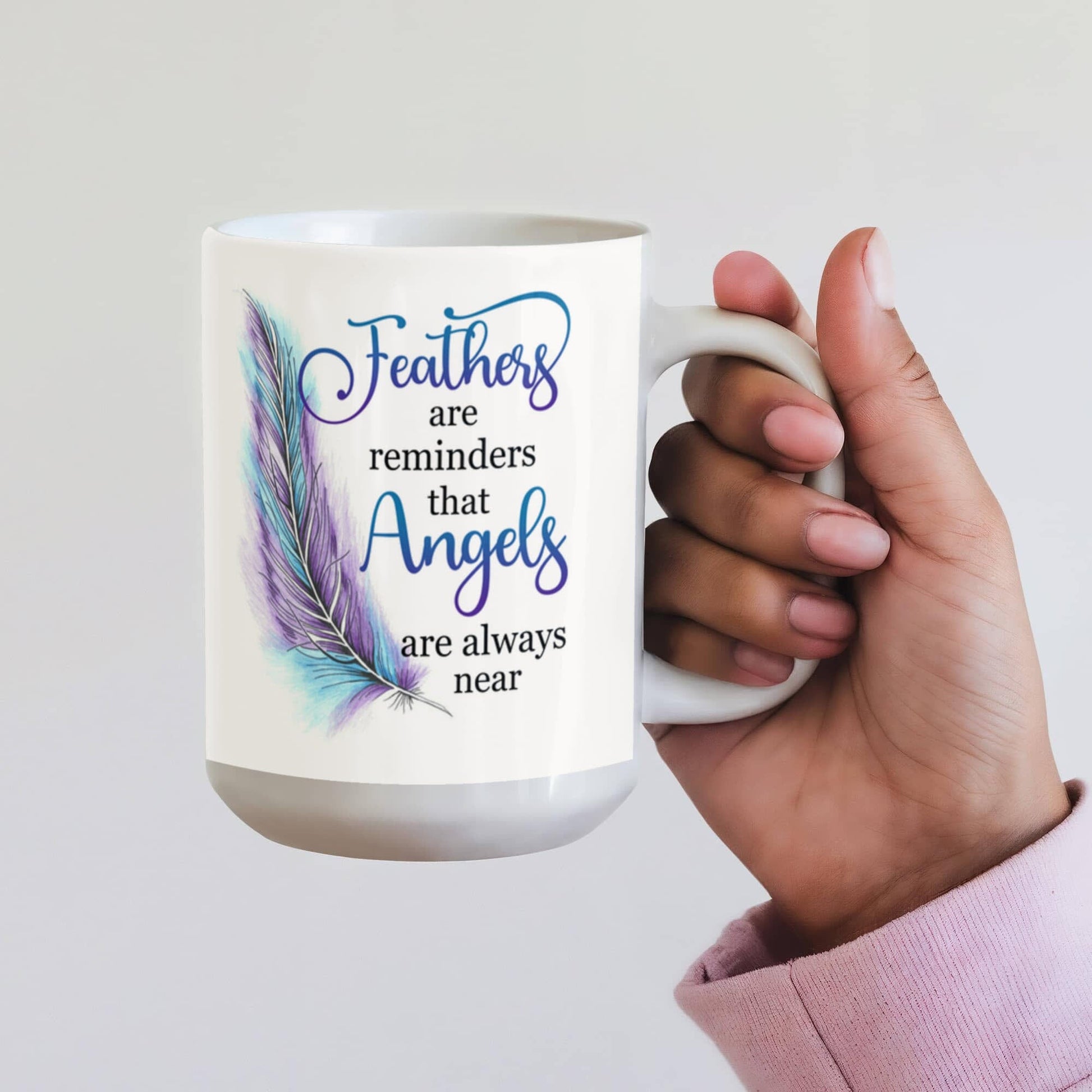Remembrance - Feathers Are Reminders That Angels Are Always Near - Ceramic Mug - The Shoppers Outlet