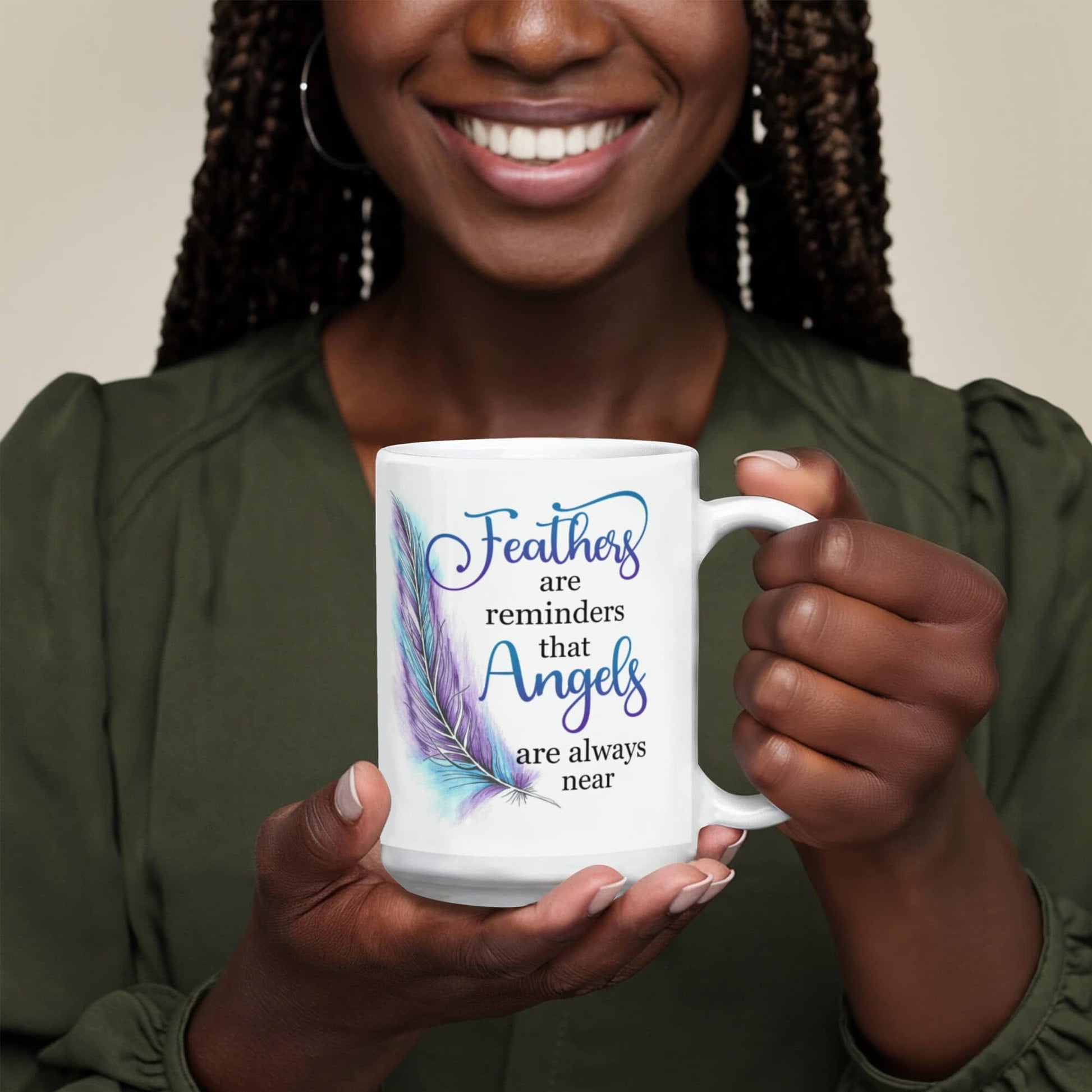 Remembrance - Feathers Are Reminders That Angels Are Always Near - Ceramic Mug - The Shoppers Outlet