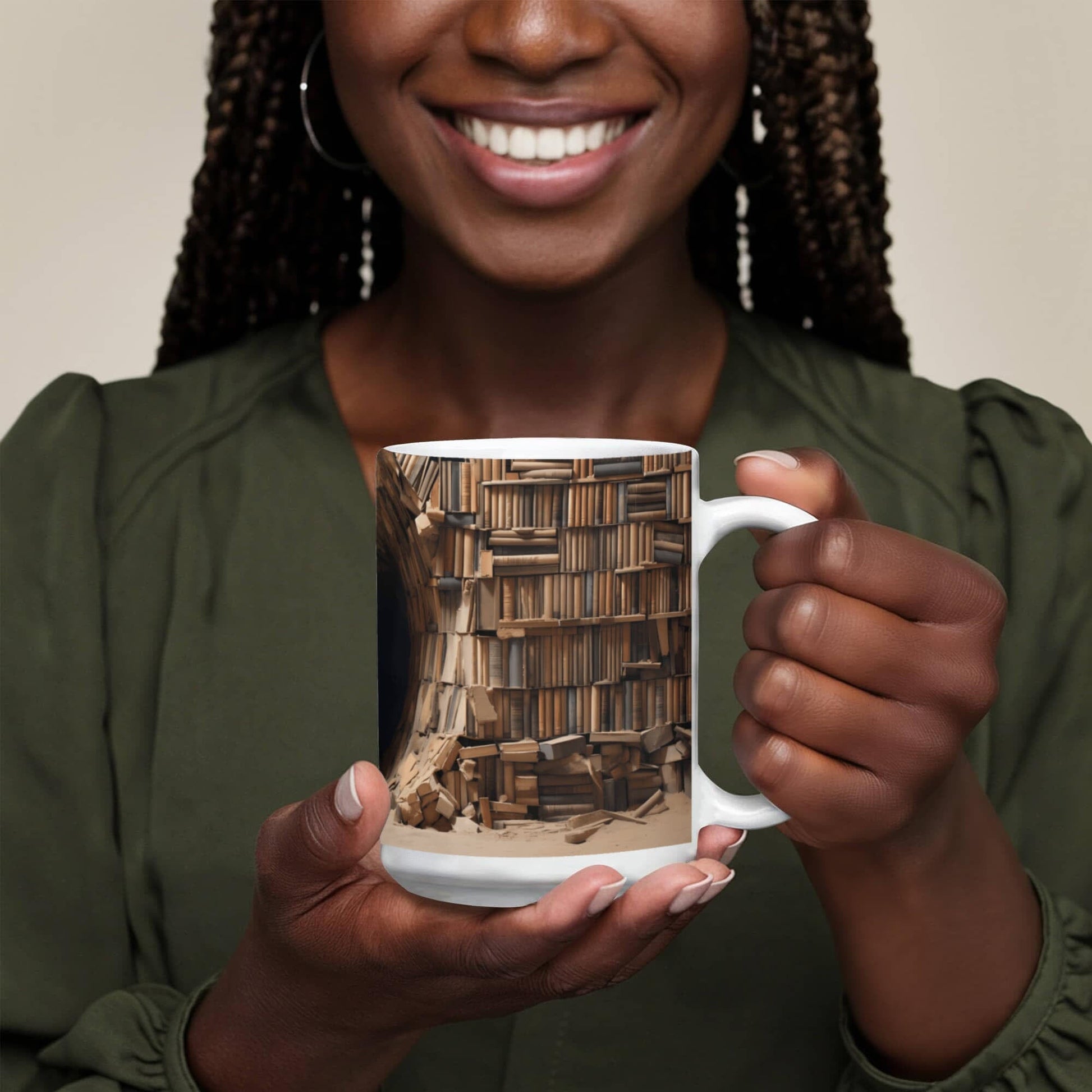 Bookshelf Design Coffee Mug - Ceramic Mug - The Shoppers Outlet