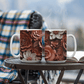 Brown Leather Flowers Design - Ceramic Mug - The Shoppers Outlet