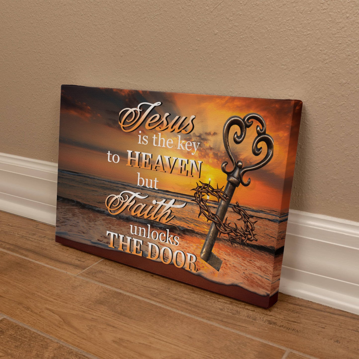 Faith - Jesus Is The Key To Heaven - Gallery Wrapped Canvas Prints - The Shoppers Outlet