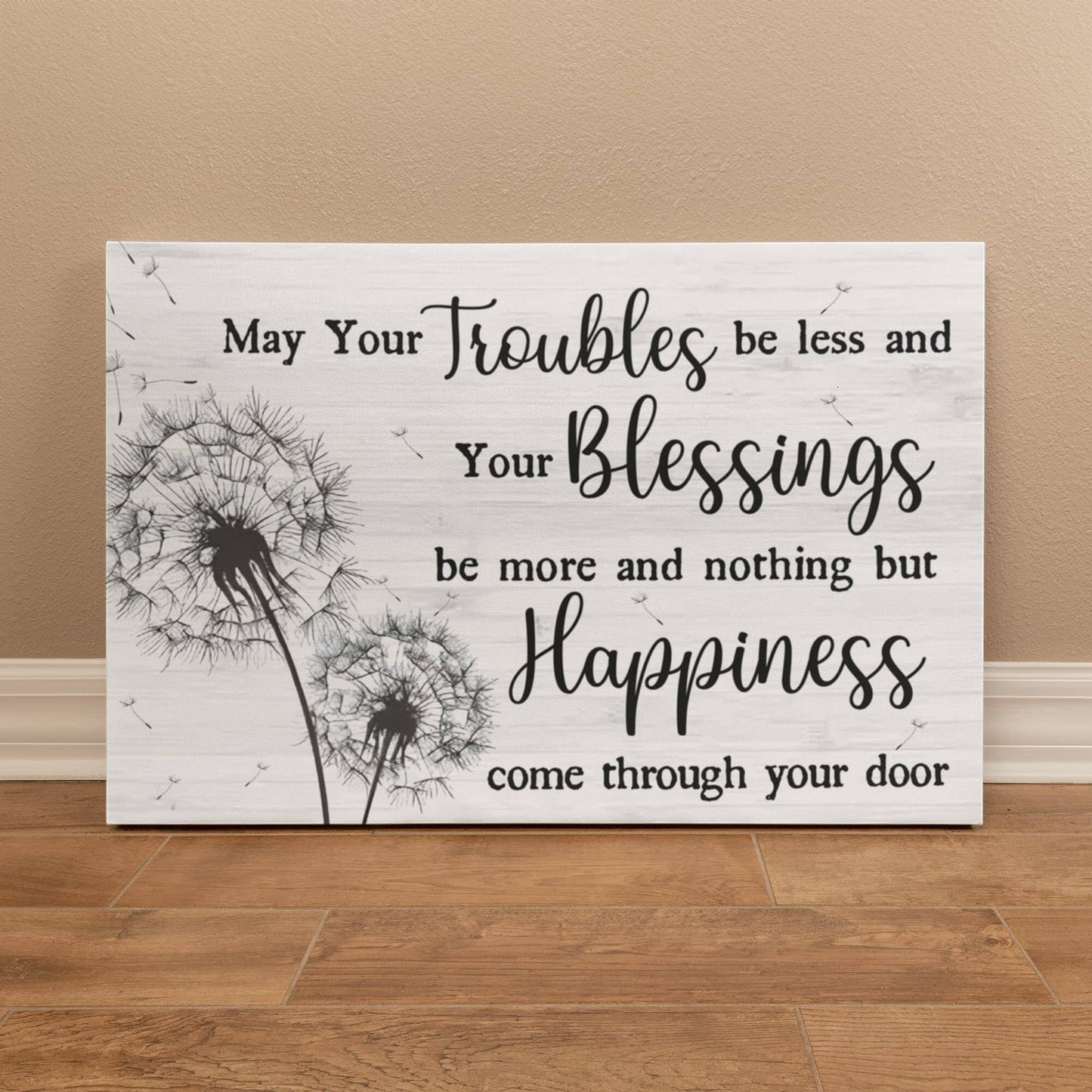 Motivational - Troubles Blessings Happiness - Gallery Wrapped Canvas Prints - The Shoppers Outlet