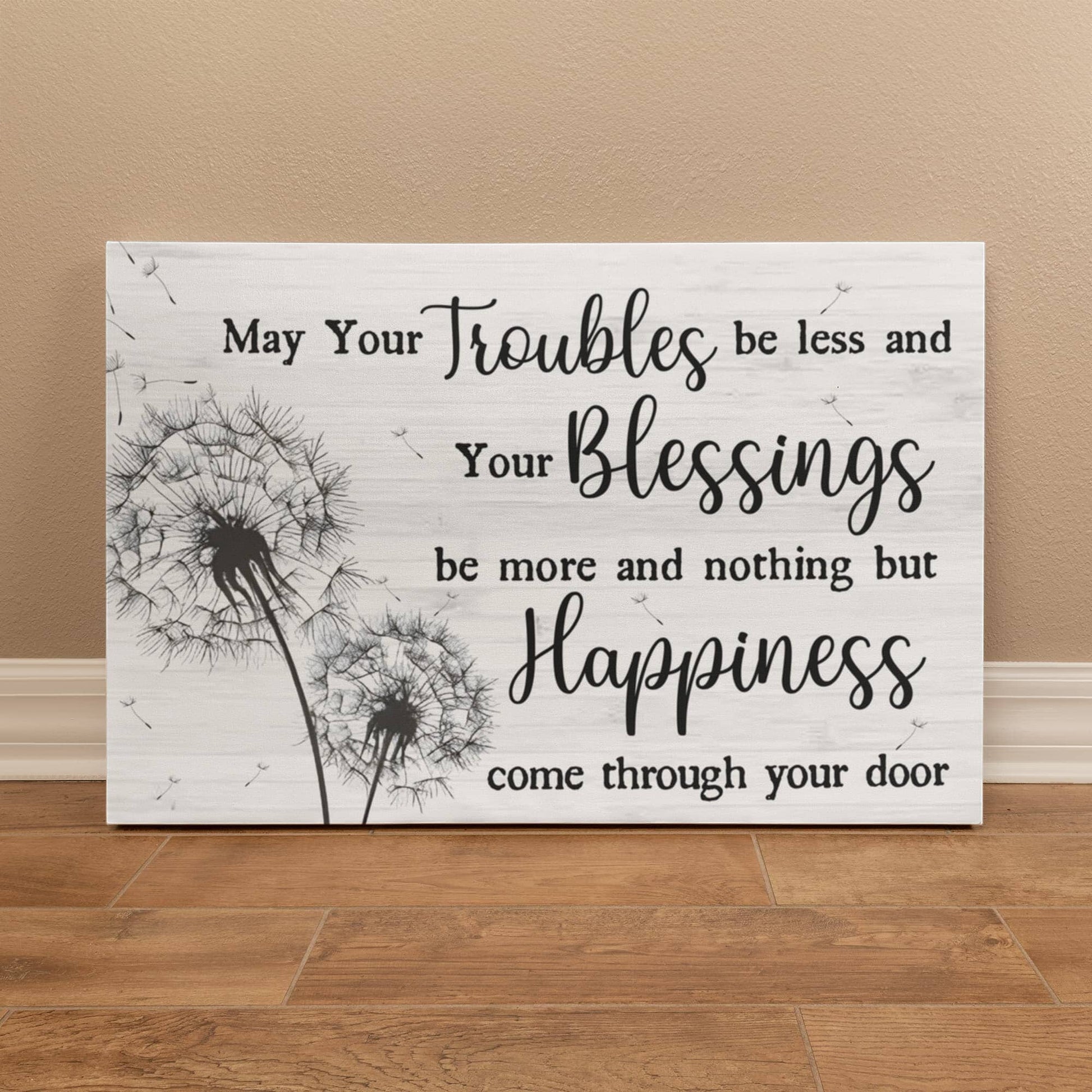 Motivational - Troubles Blessings Happiness - Gallery Wrapped Canvas Prints - The Shoppers Outlet