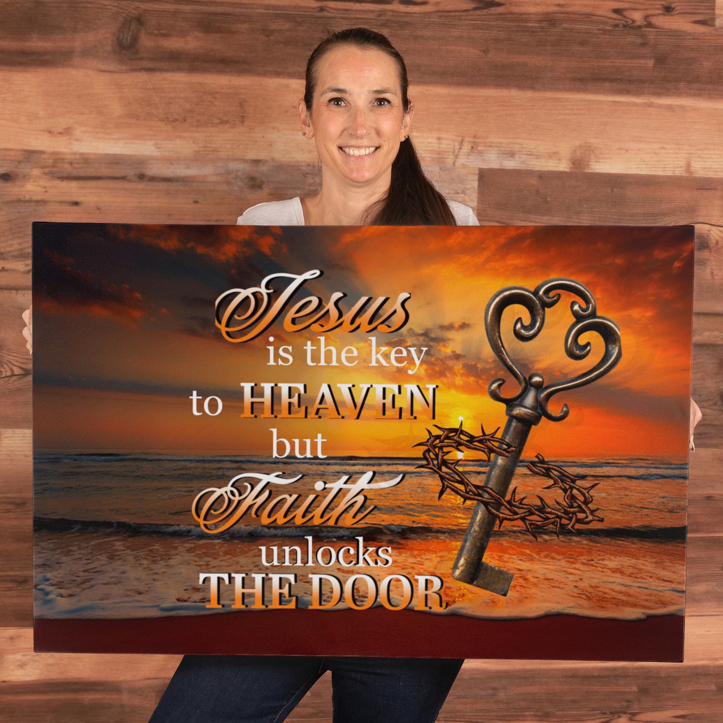 Faith - Jesus Is The Key To Heaven - Gallery Wrapped Canvas Prints - The Shoppers Outlet