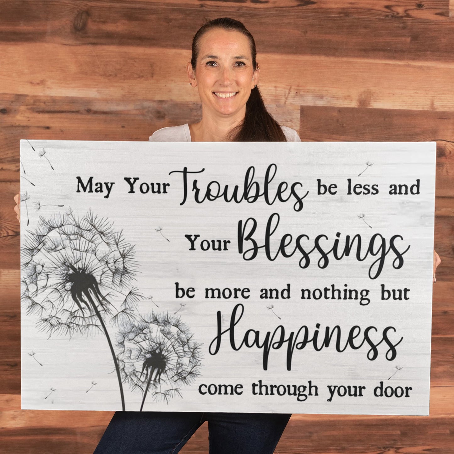 Motivational - Troubles Blessings Happiness - Gallery Wrapped Canvas Prints - The Shoppers Outlet