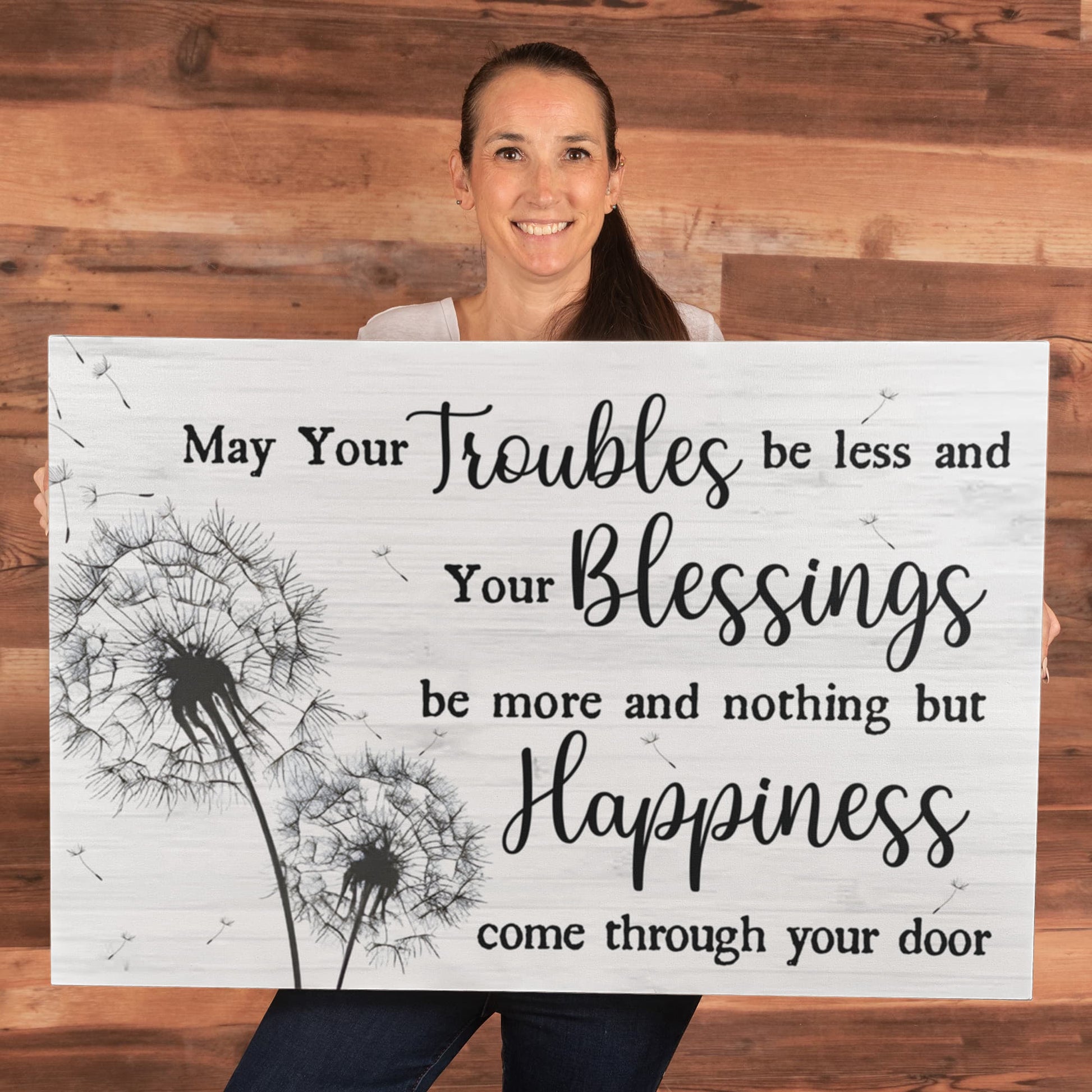 Motivational - Troubles Blessings Happiness - Gallery Wrapped Canvas Prints - The Shoppers Outlet