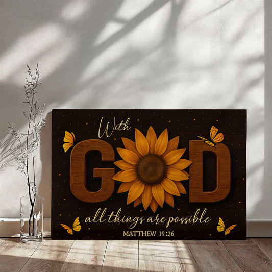 With GOD All Things Are Possible - Matthew 19:26 - Gallery Wrapped Canvas Prints - The Shoppers Outlet