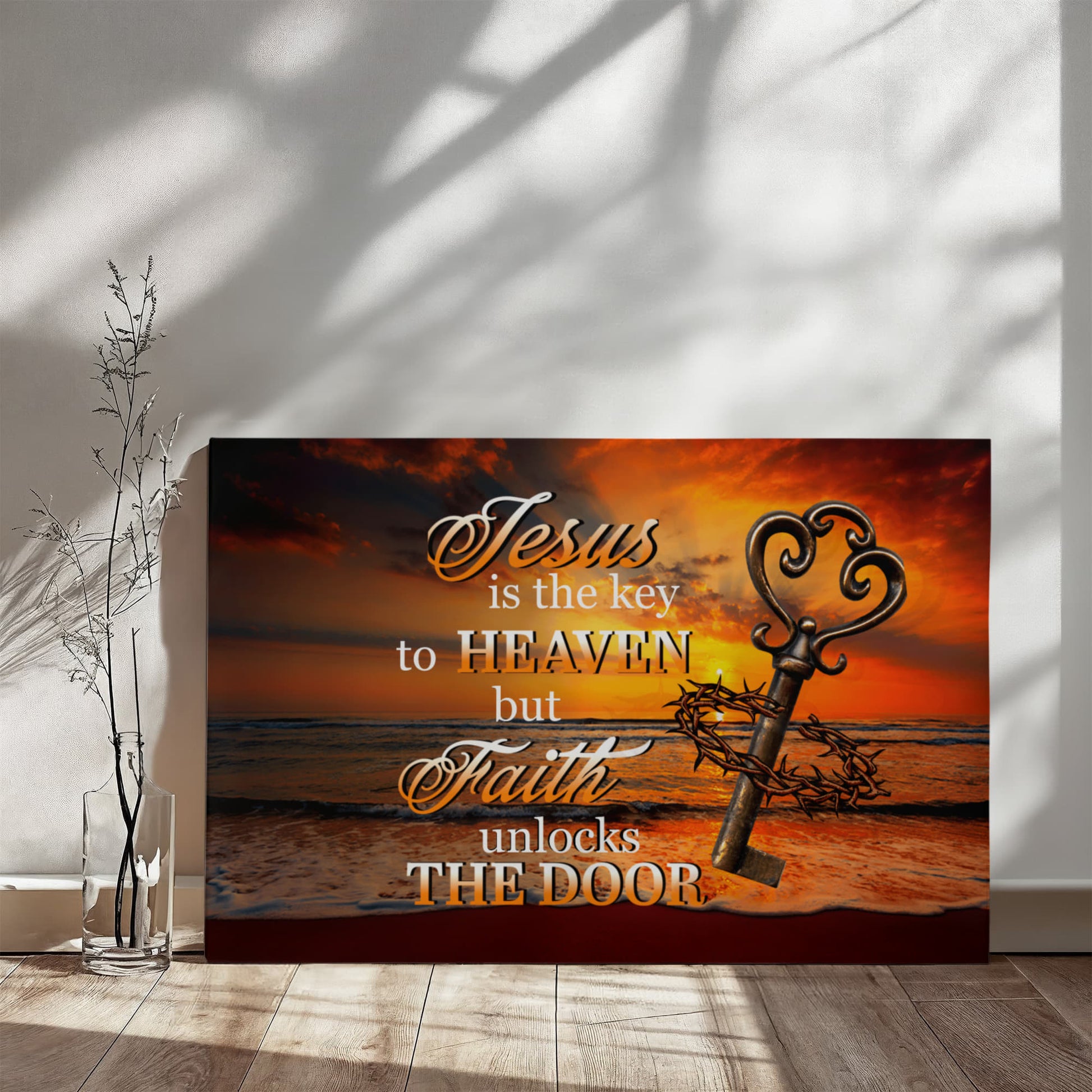 Faith - Jesus Is The Key To Heaven - Gallery Wrapped Canvas Prints - The Shoppers Outlet