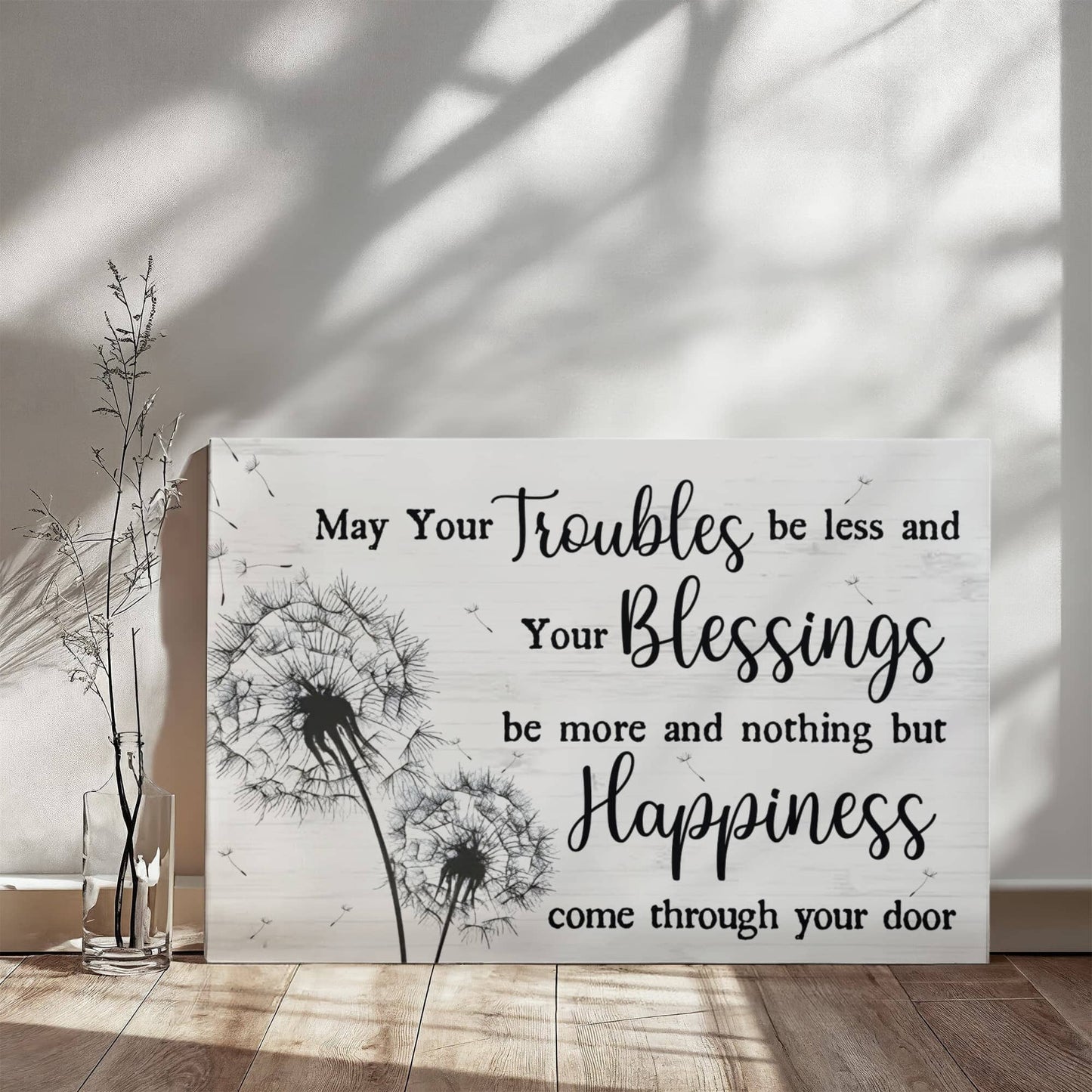 Motivational - Troubles Blessings Happiness - Gallery Wrapped Canvas Prints - The Shoppers Outlet