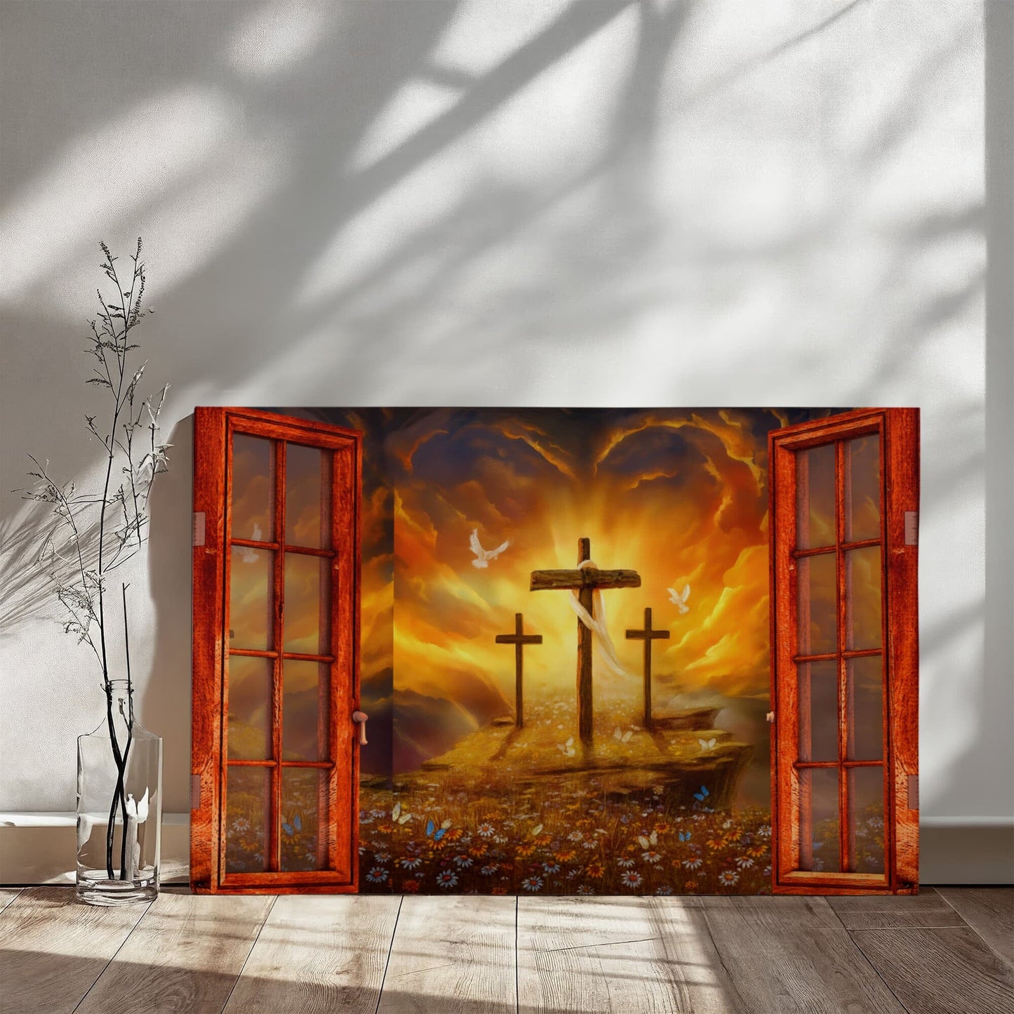 Cross Open Window - Gallery Wrapped Canvas Design - The Shoppers Outlet