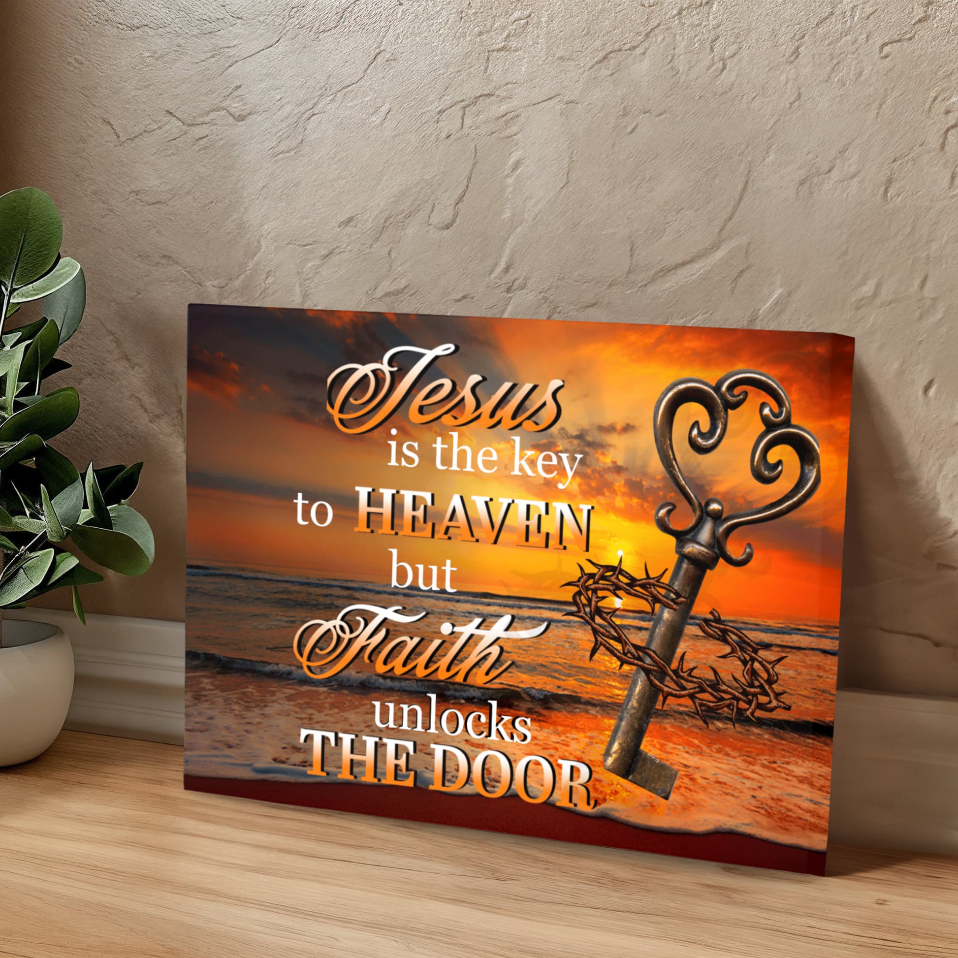 Faith - Jesus Is The Key To Heaven - Gallery Wrapped Canvas Prints - The Shoppers Outlet