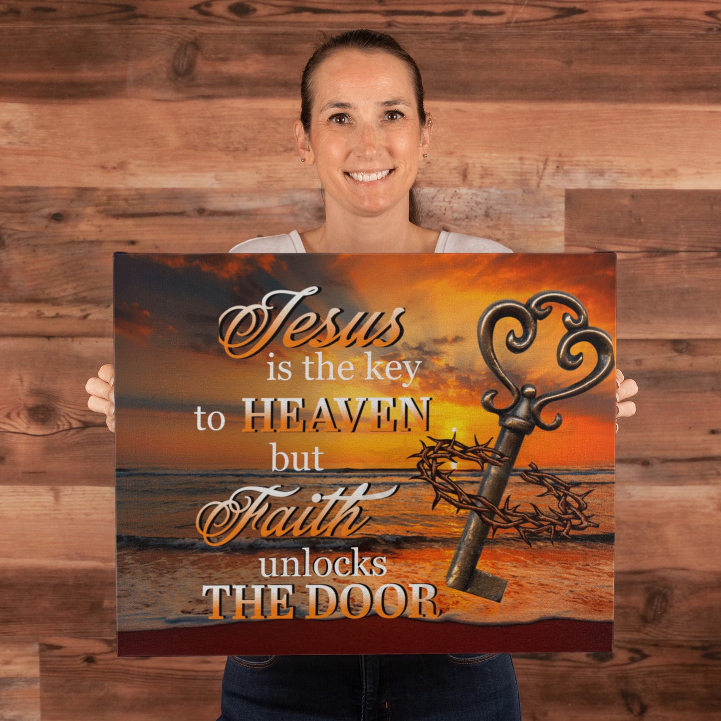 Faith - Jesus Is The Key To Heaven - Gallery Wrapped Canvas Prints - The Shoppers Outlet