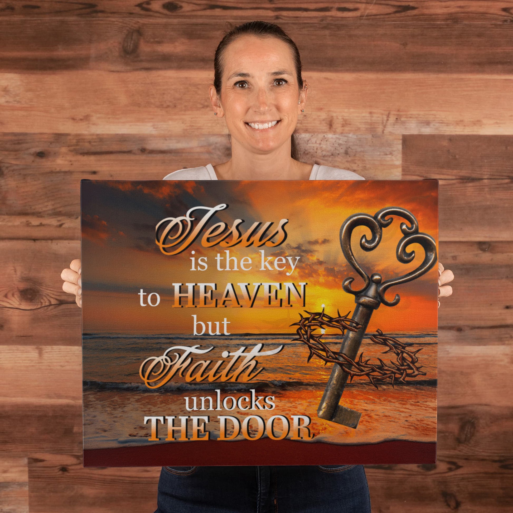 Faith - Jesus Is The Key To Heaven - Gallery Wrapped Canvas Prints - The Shoppers Outlet