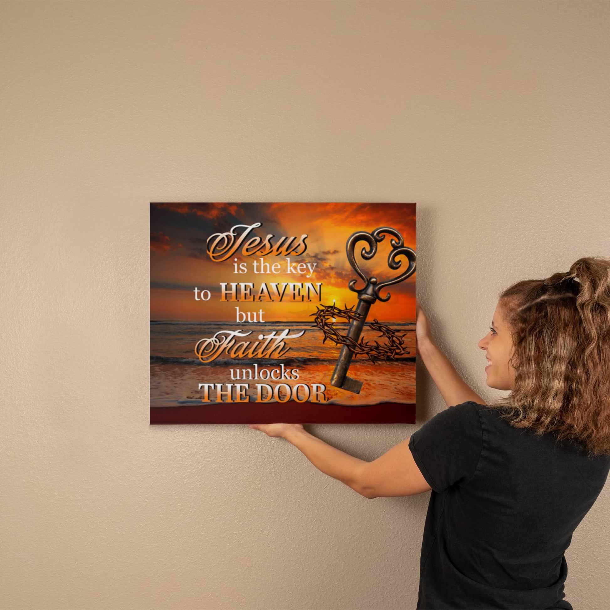 Faith - Jesus Is The Key To Heaven - Gallery Wrapped Canvas Prints - The Shoppers Outlet