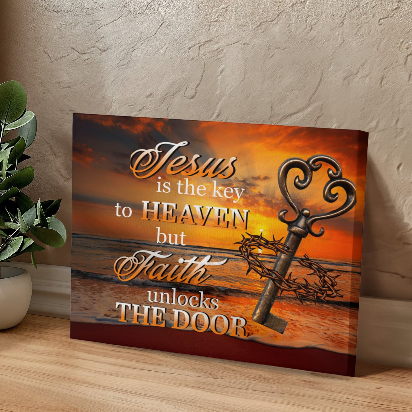 Faith - Jesus Is The Key To Heaven - Gallery Wrapped Canvas Prints - The Shoppers Outlet