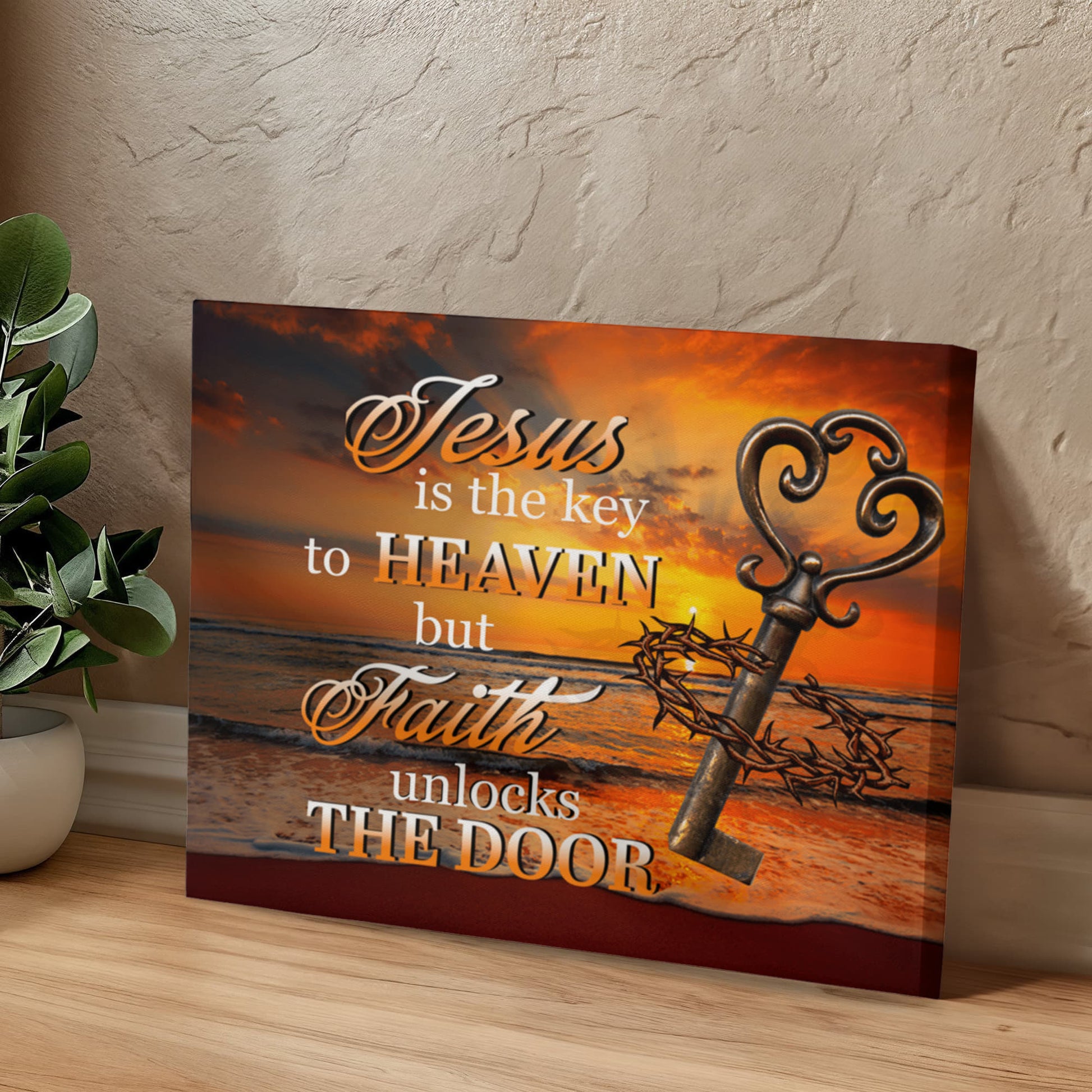 Faith - Jesus Is The Key To Heaven - Gallery Wrapped Canvas Prints - The Shoppers Outlet