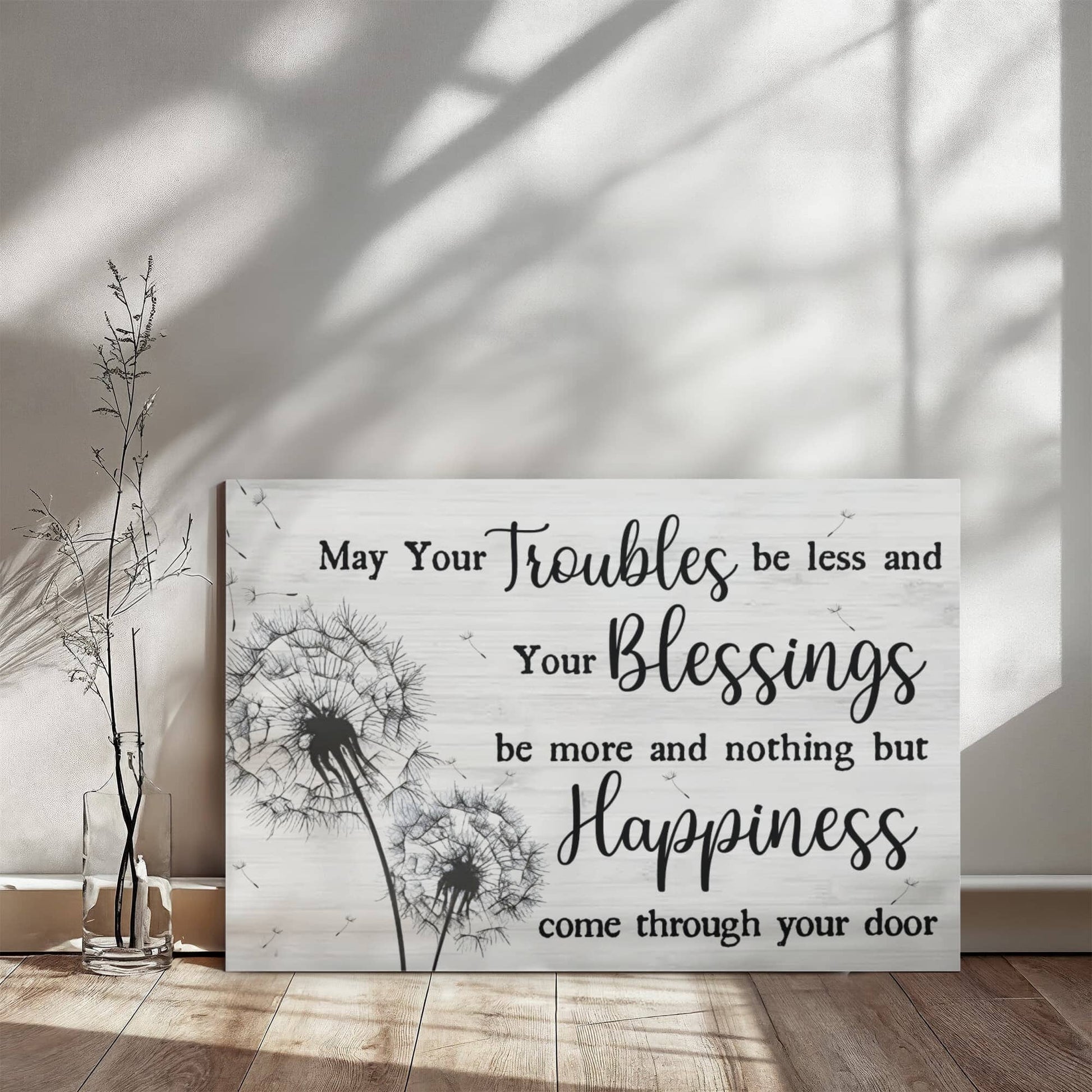Motivational - Troubles Blessings Happiness - Gallery Wrapped Canvas Prints - The Shoppers Outlet