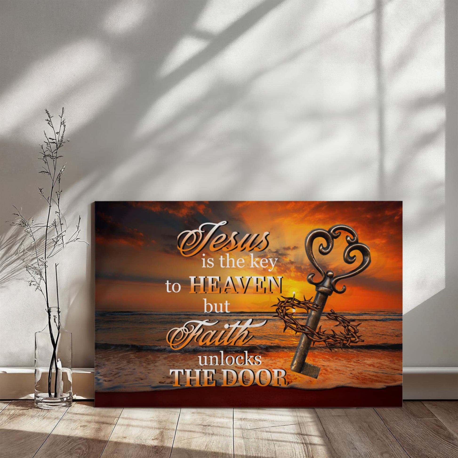 Faith - Jesus Is The Key To Heaven - Gallery Wrapped Canvas Prints - The Shoppers Outlet