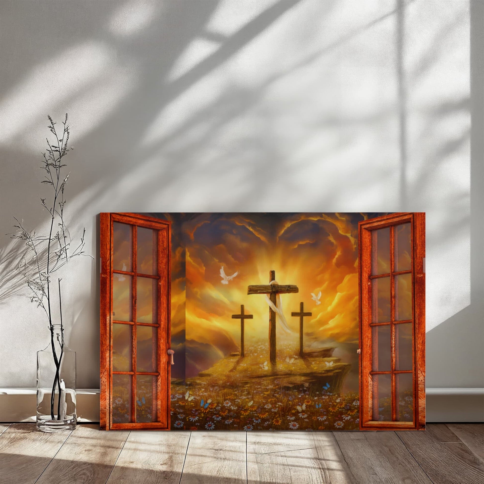 Cross Open Window - Gallery Wrapped Canvas Design - The Shoppers Outlet