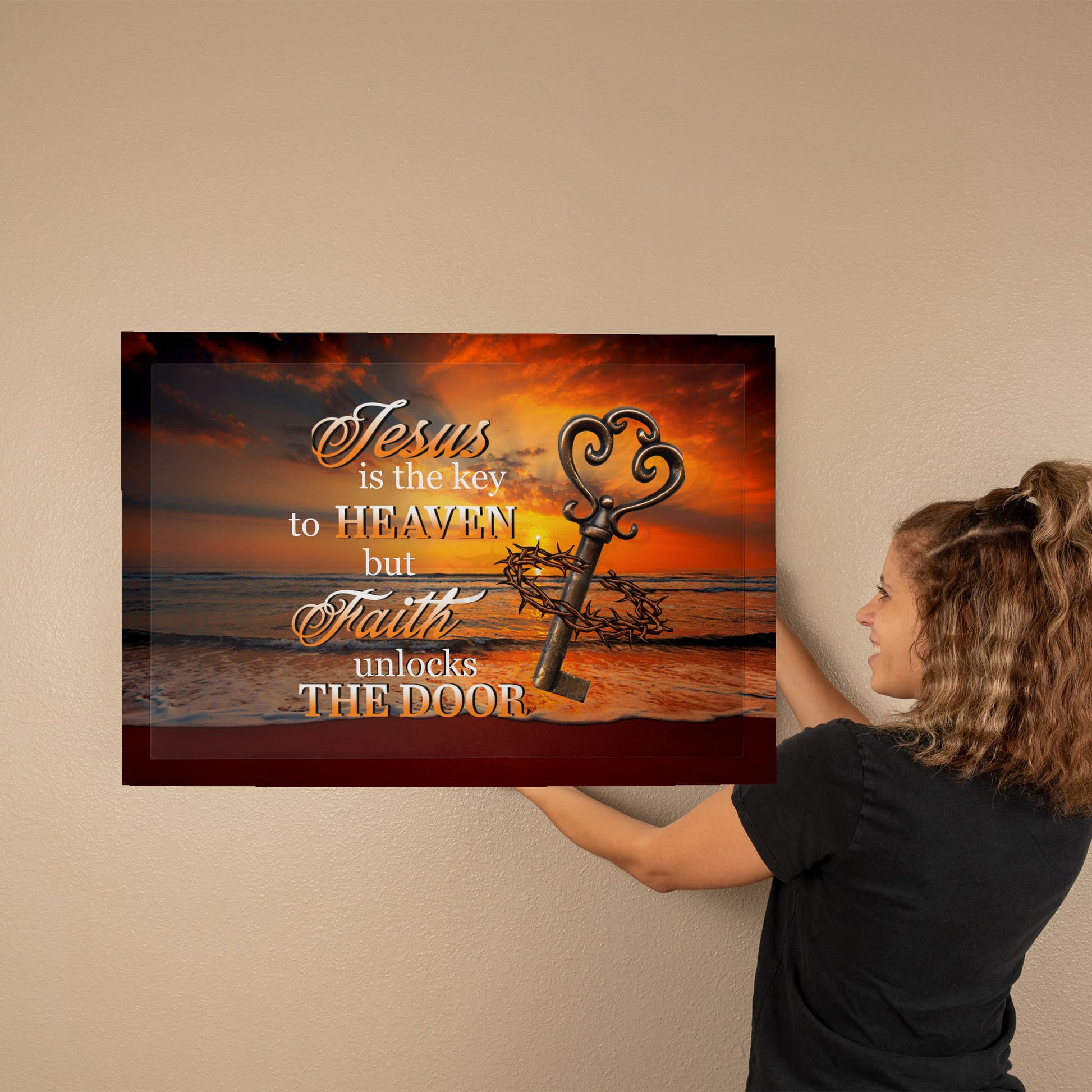 Faith - Jesus Is The Key To Heaven - Gallery Wrapped Canvas Prints - The Shoppers Outlet