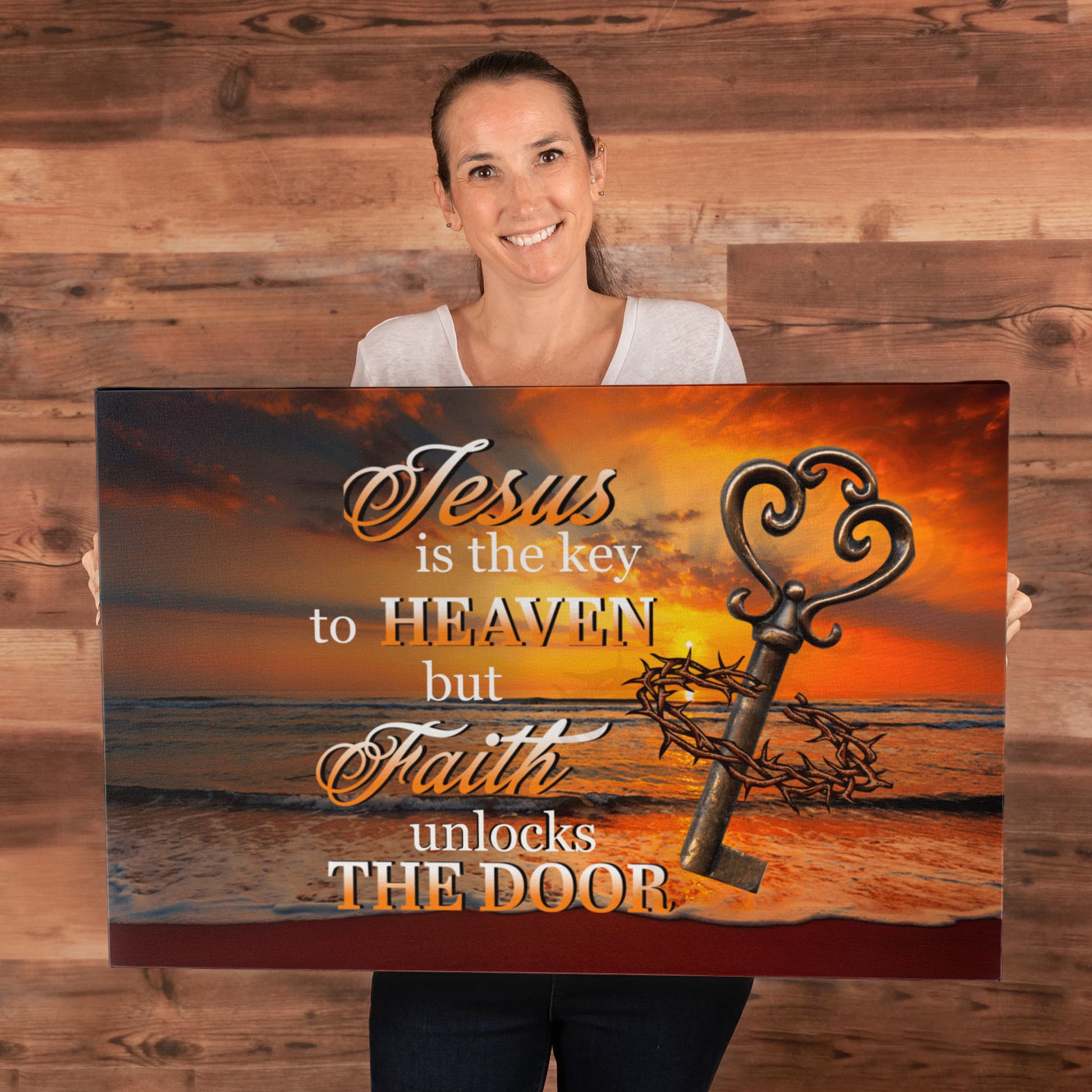 Faith - Jesus Is The Key To Heaven - Gallery Wrapped Canvas Prints - The Shoppers Outlet