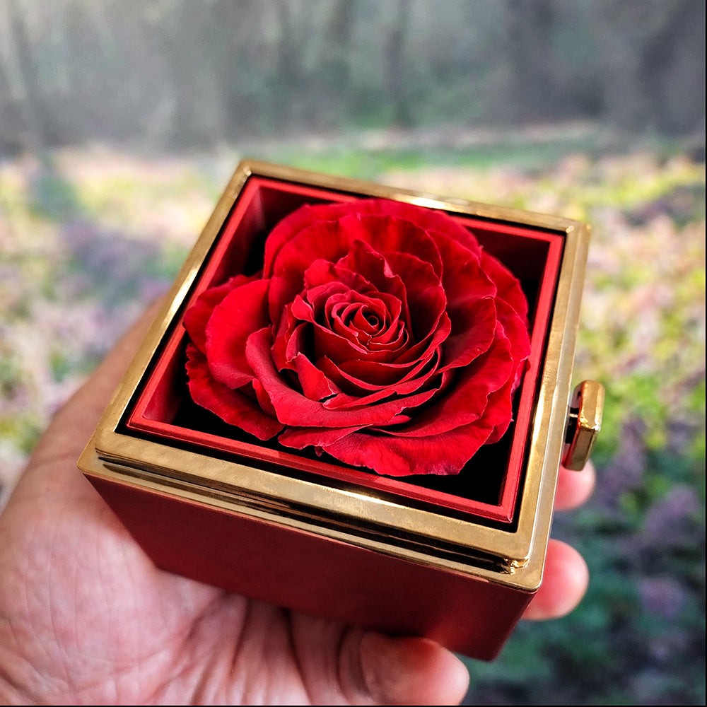 To My Queen - Mother's Day Gift - Birthday Gift - Anniversary Gift - Love Knot Necklace with Rotating Rose Gift Box - The Shoppers Outlet
