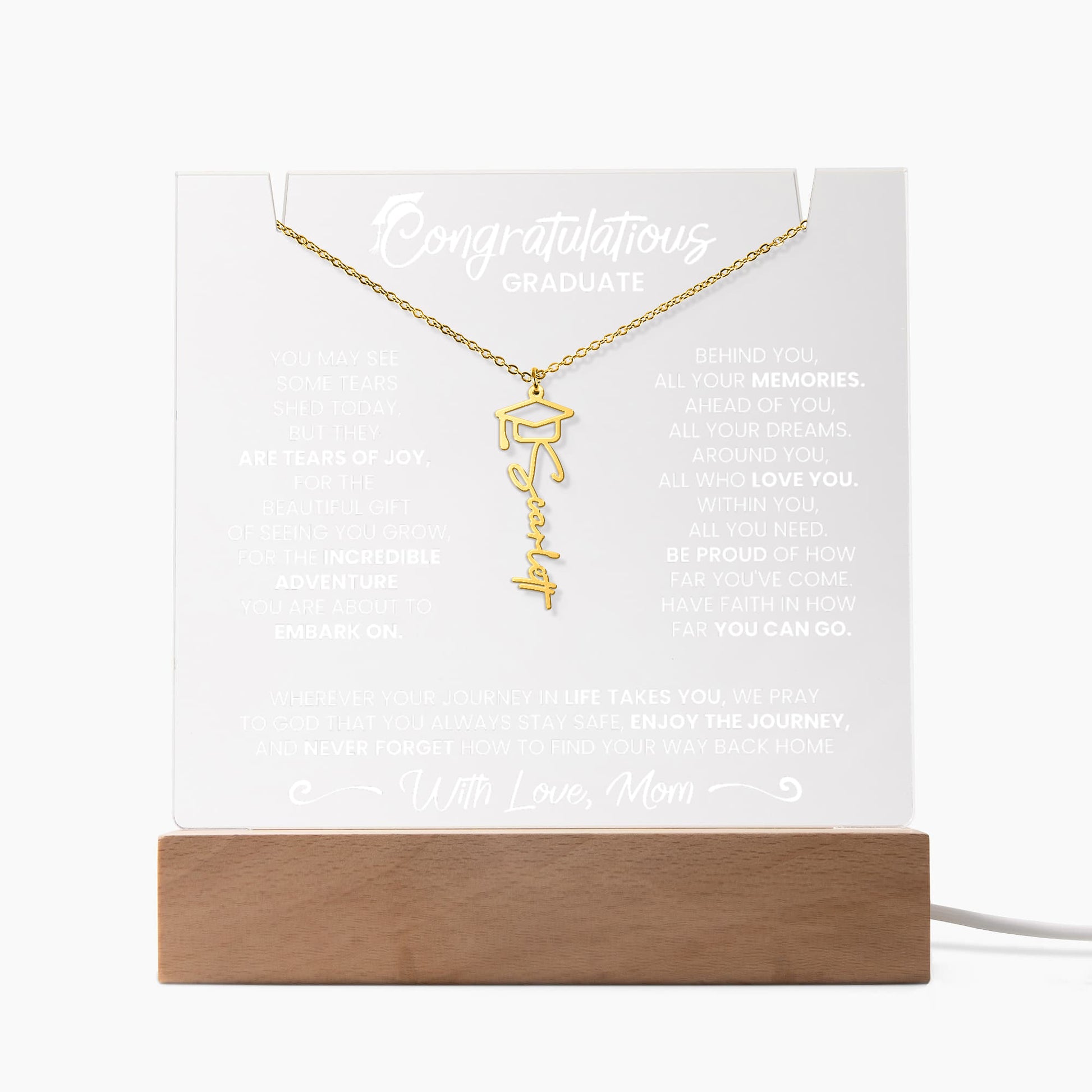 Gift For Her - Congratulations - Graduation Cap Name Necklace Keepsake Acrylic Bundle - The Shoppers Outlet