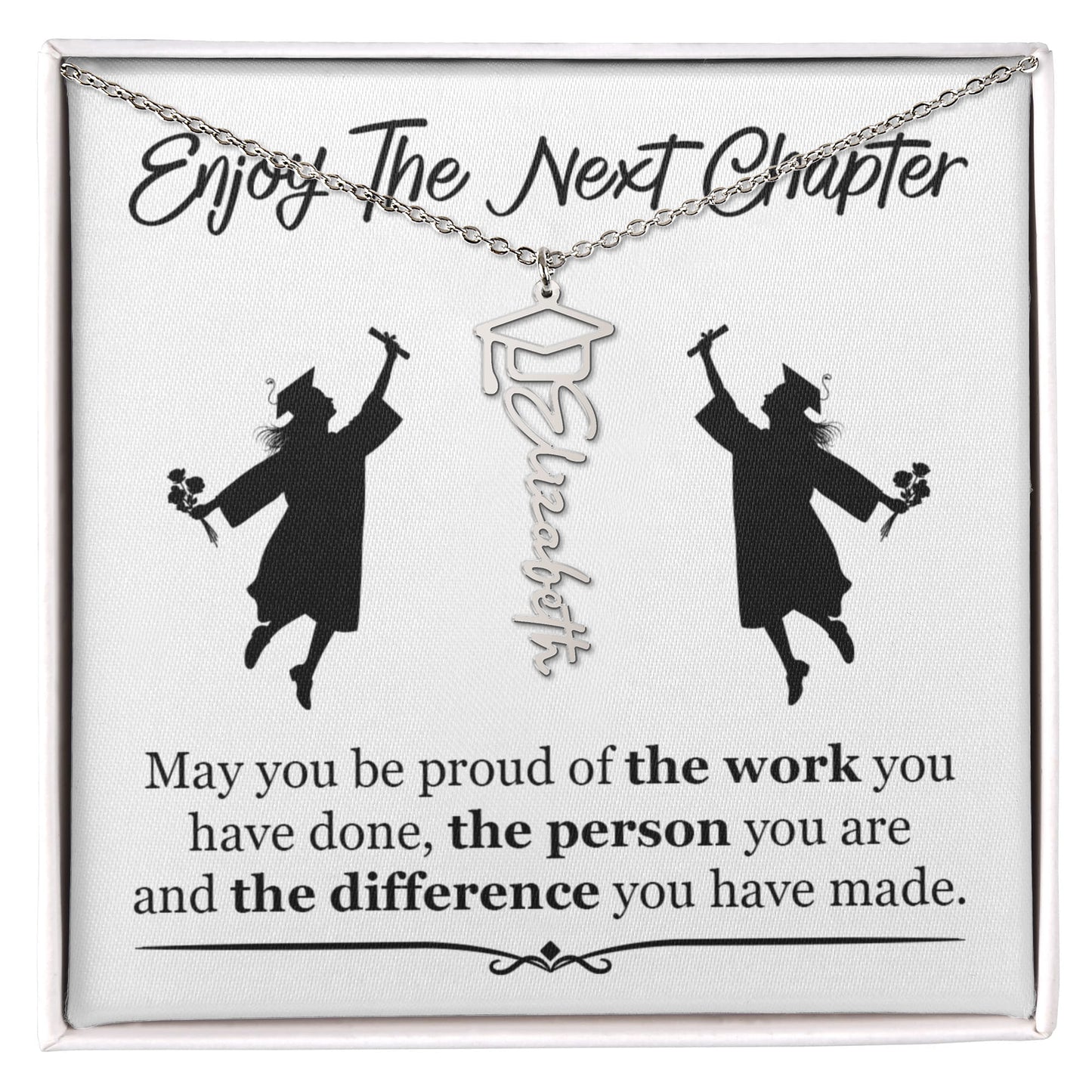 Gift For Her – Inspirational Gift for Graduates - Graduation Name Necklace - The Shoppers Outlet