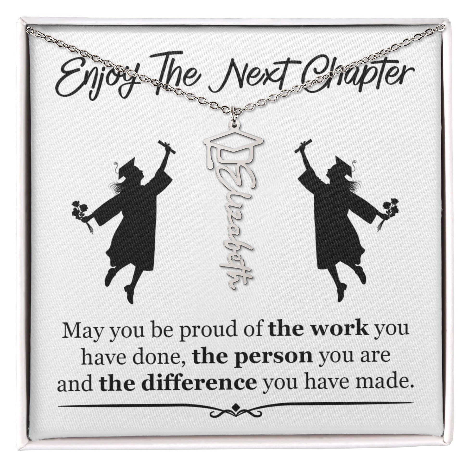 Gift For Her – Inspirational Gift for Graduates - Graduation Name Necklace - The Shoppers Outlet