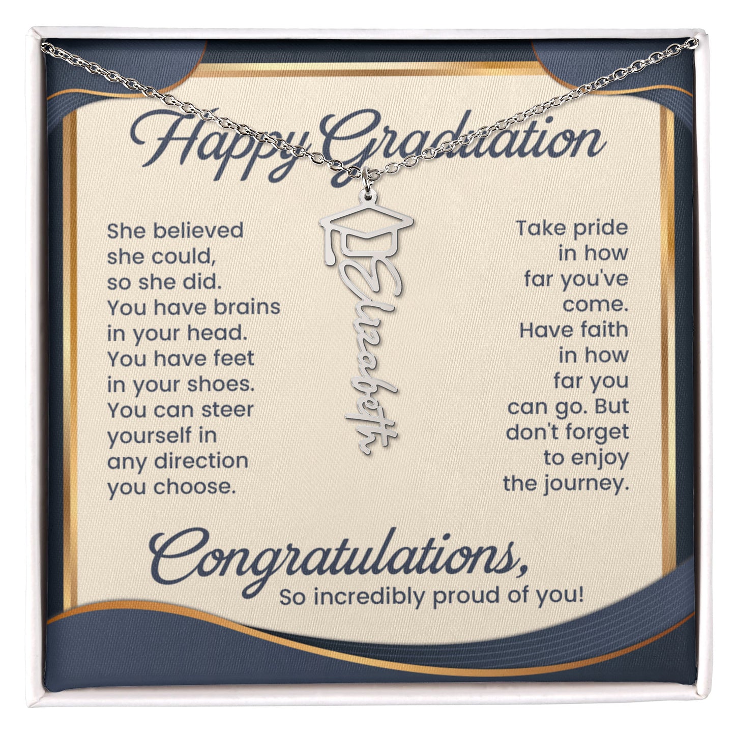Gift For Her – She Believed- So Could - So She Did - Graduation Name Necklace - The Shoppers Outlet