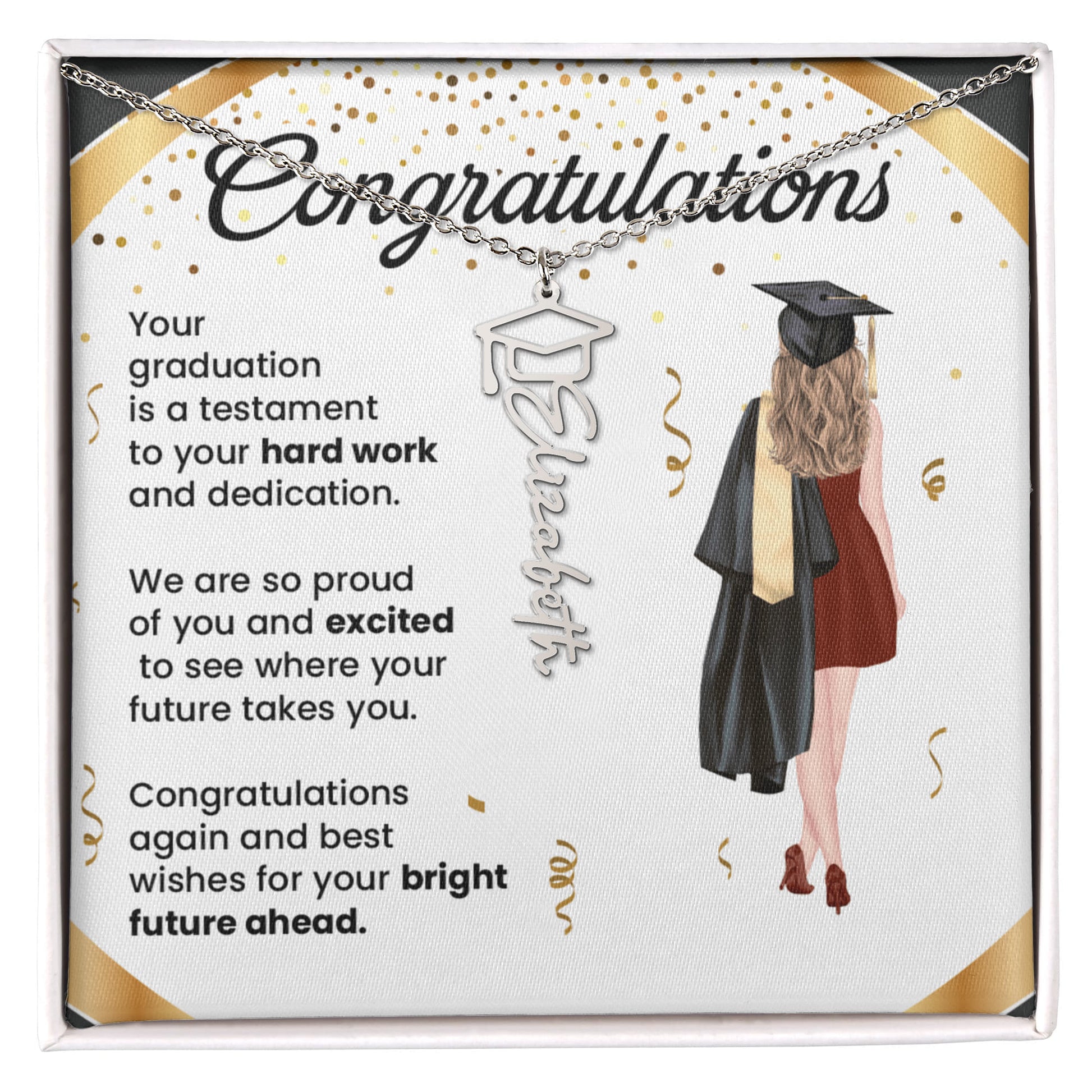 Graduation Necklace Gift – Inspirational Jewelry for Her | Graduation Name Necklace - The Shoppers Outlet