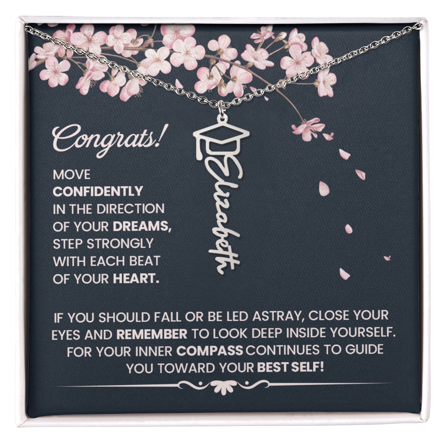 Congrats Graduation Gift – Gift for Her - Elegant Inspirational - Graduation Name Necklace - The Shoppers Outlet