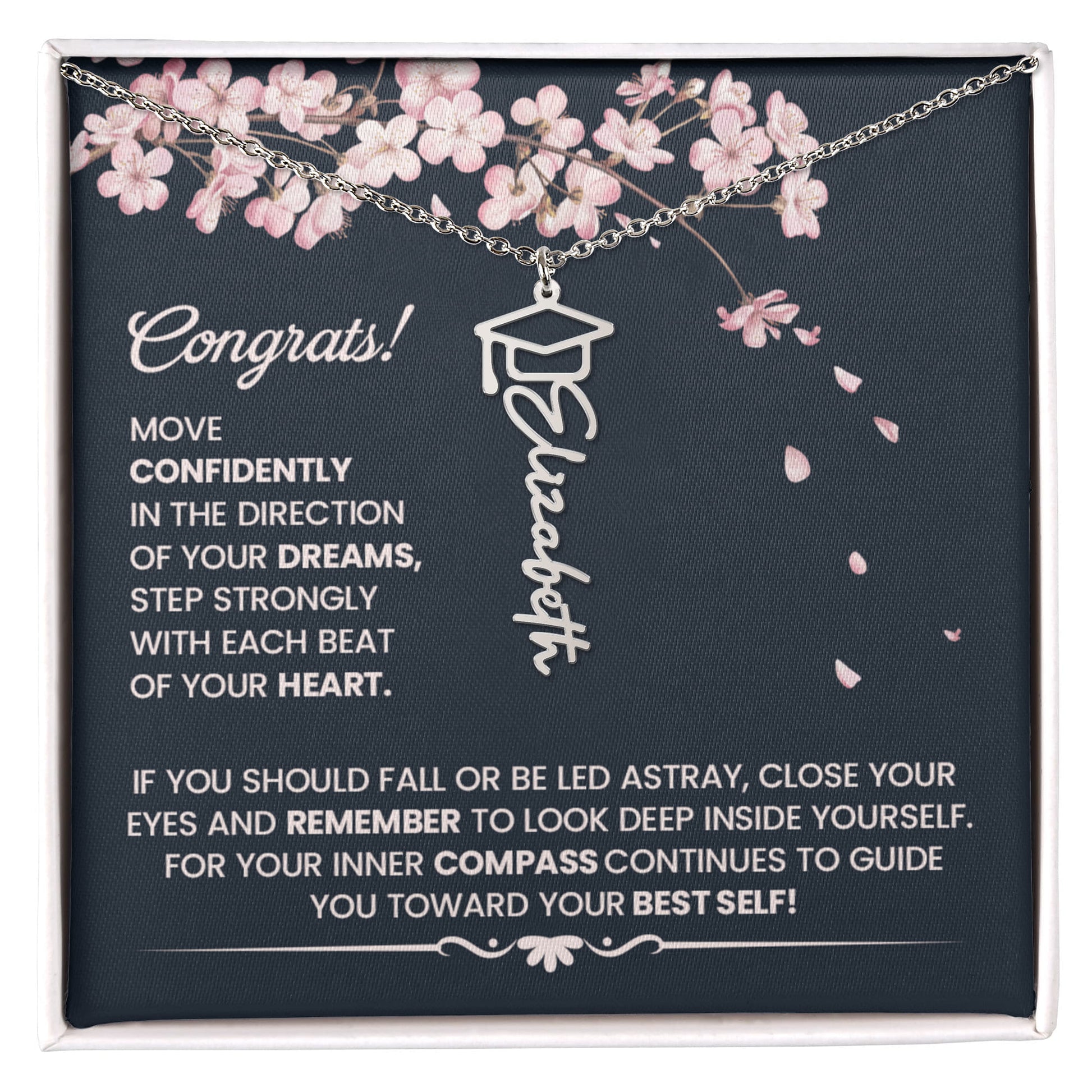 Congrats Graduation Gift – Gift for Her - Elegant Inspirational - Graduation Name Necklace - The Shoppers Outlet