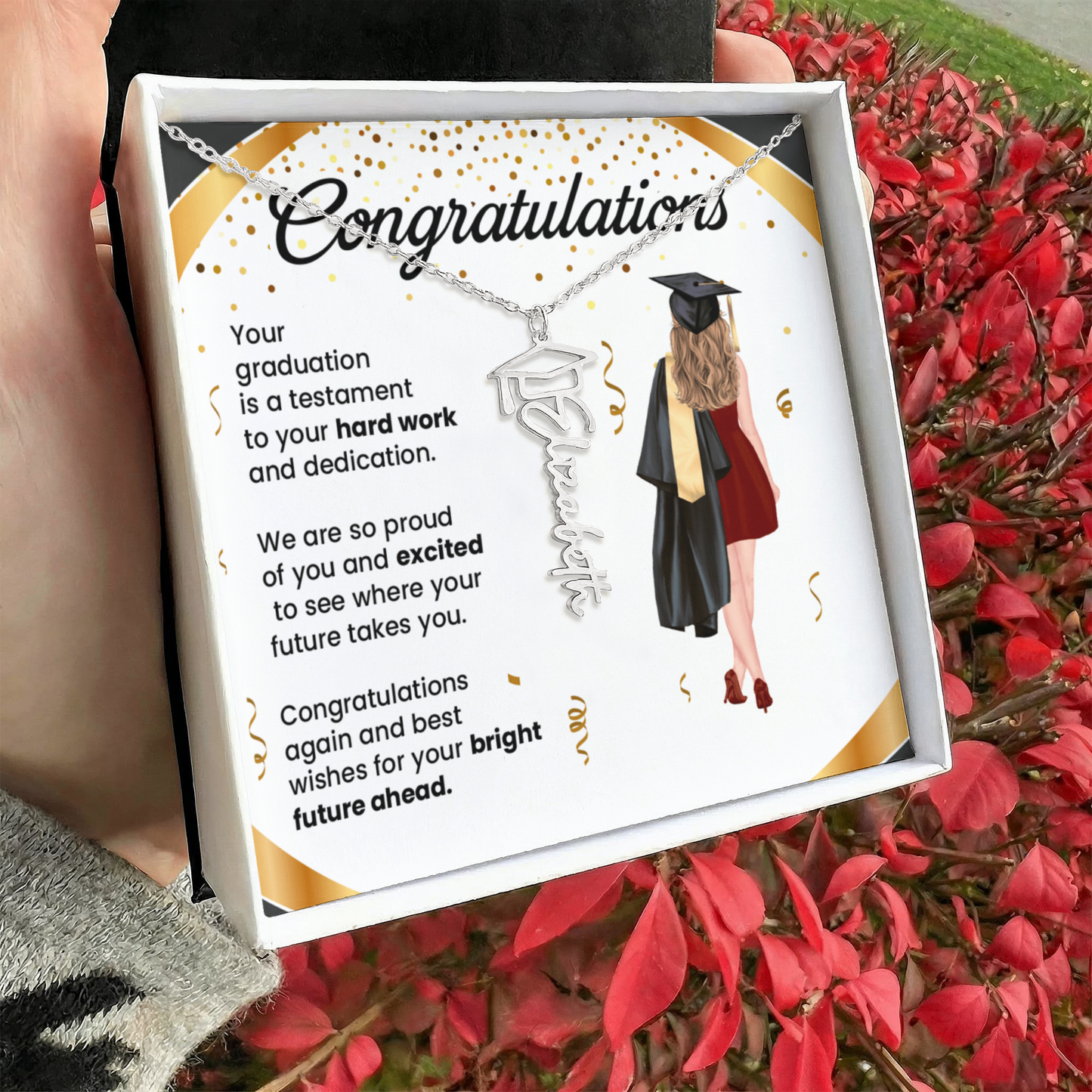 Graduation Necklace Gift – Inspirational Jewelry for Her | Graduation Name Necklace - The Shoppers Outlet