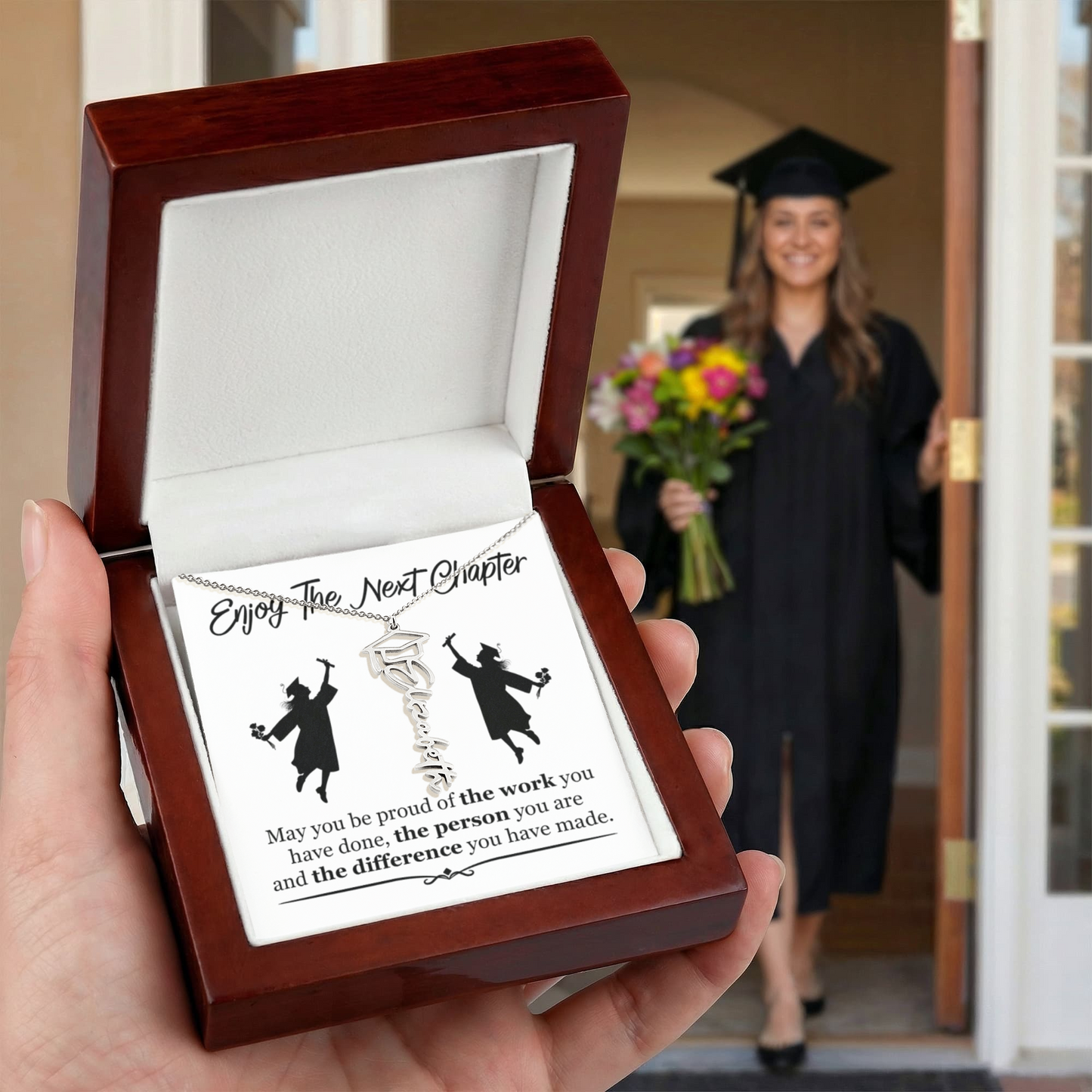 Gift For Her – Inspirational Gift for Graduates - Graduation Name Necklace - The Shoppers Outlet