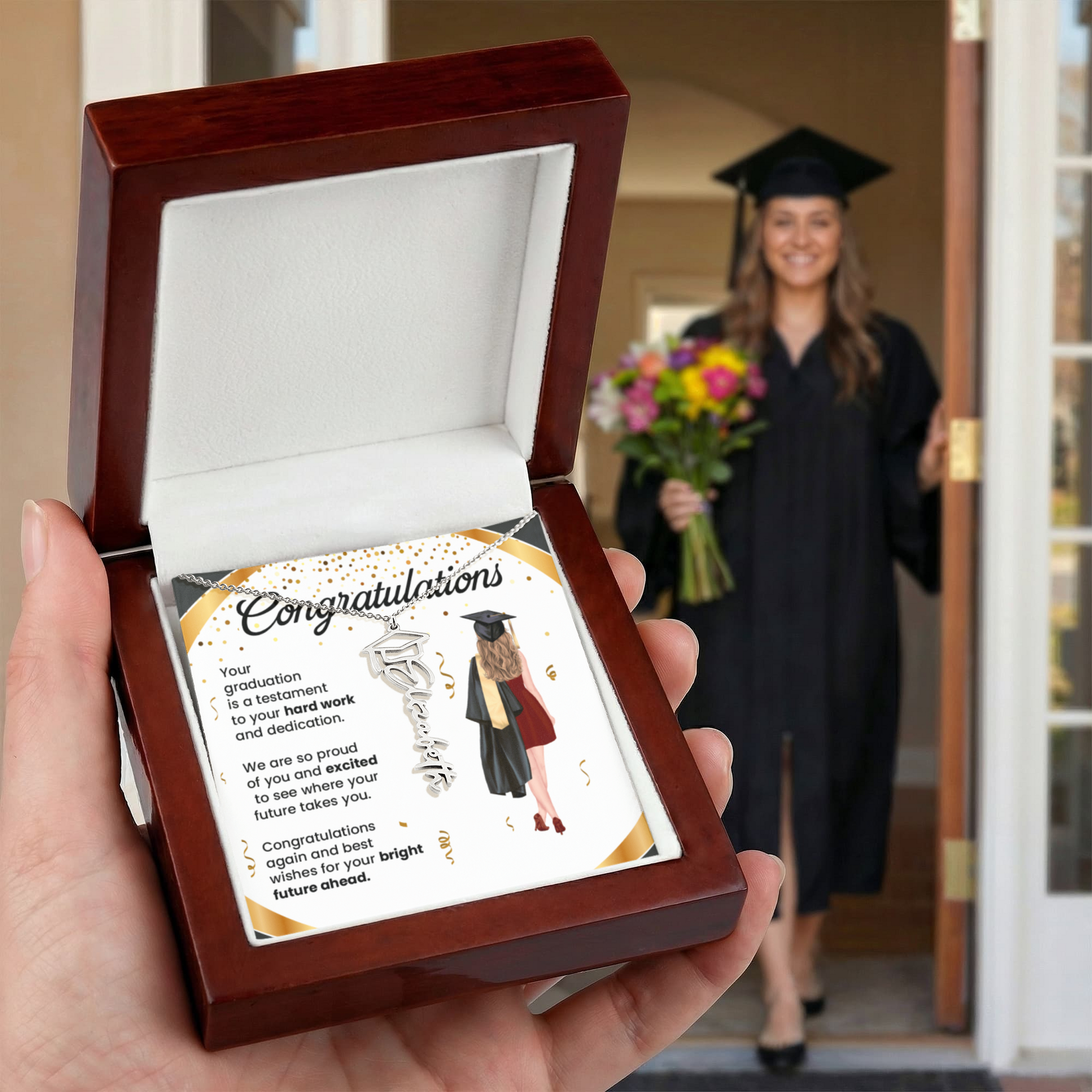Graduation Necklace Gift – Inspirational Jewelry for Her | Graduation Name Necklace - The Shoppers Outlet