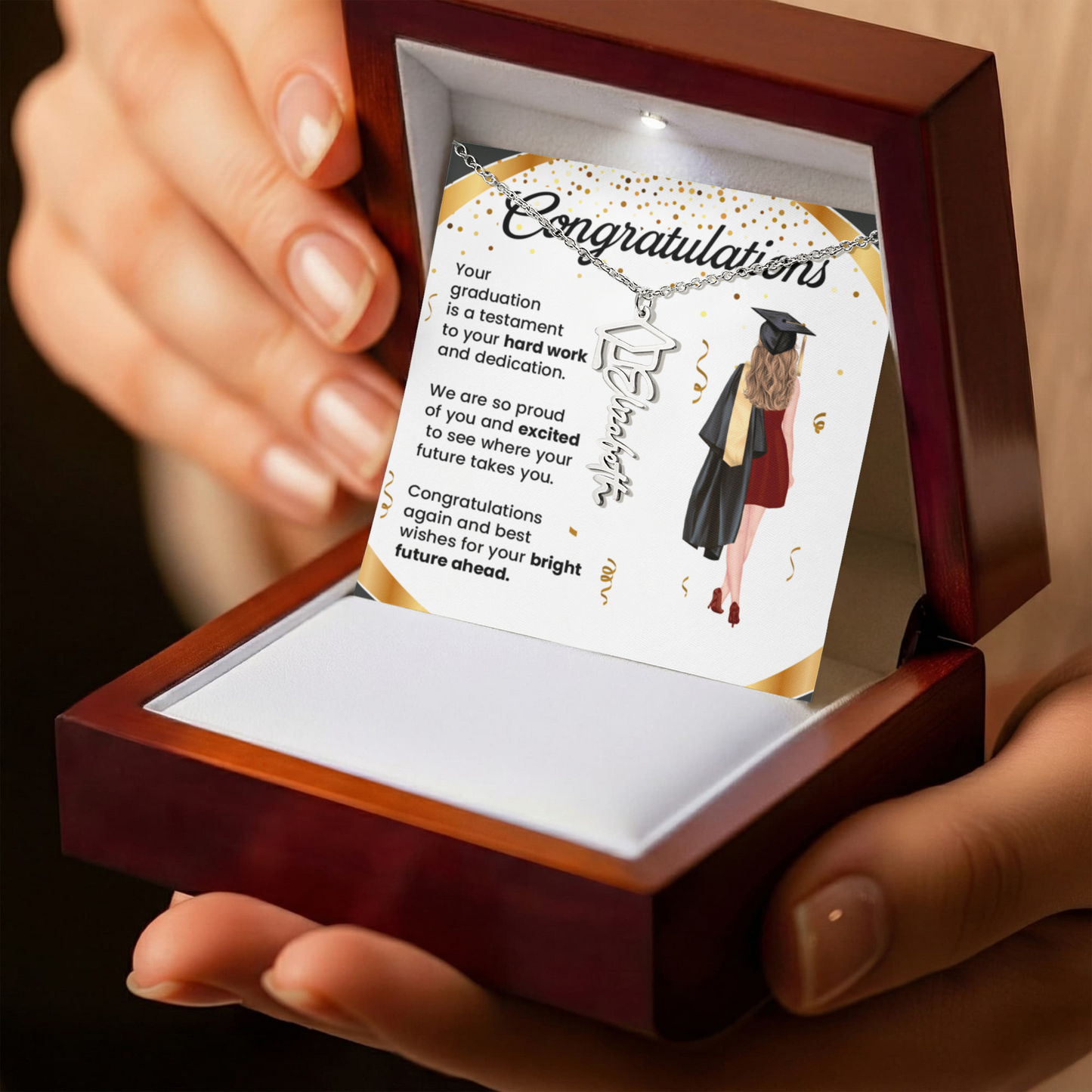 Graduation Necklace Gift – Inspirational Jewelry for Her | Graduation Name Necklace - The Shoppers Outlet