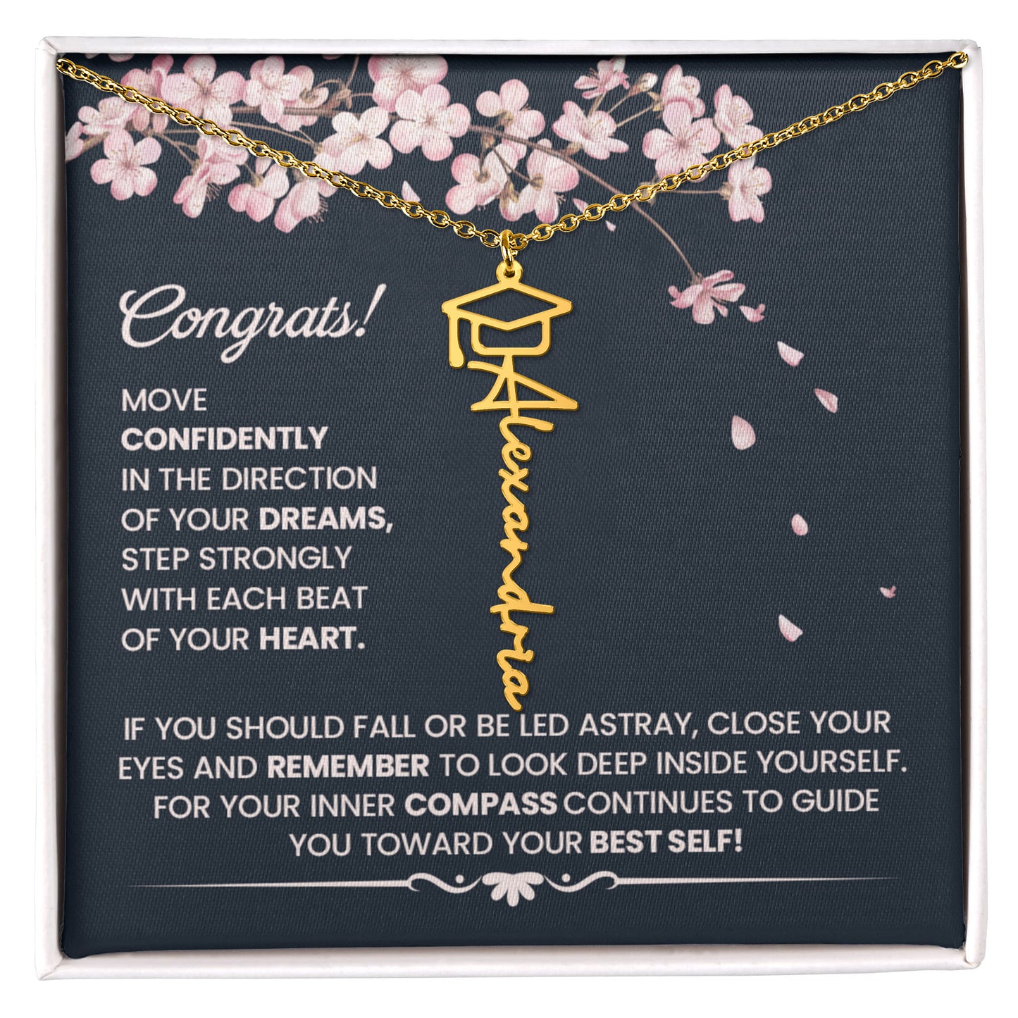Congrats Graduation Gift – Gift for Her - Elegant Inspirational - Graduation Name Necklace - The Shoppers Outlet