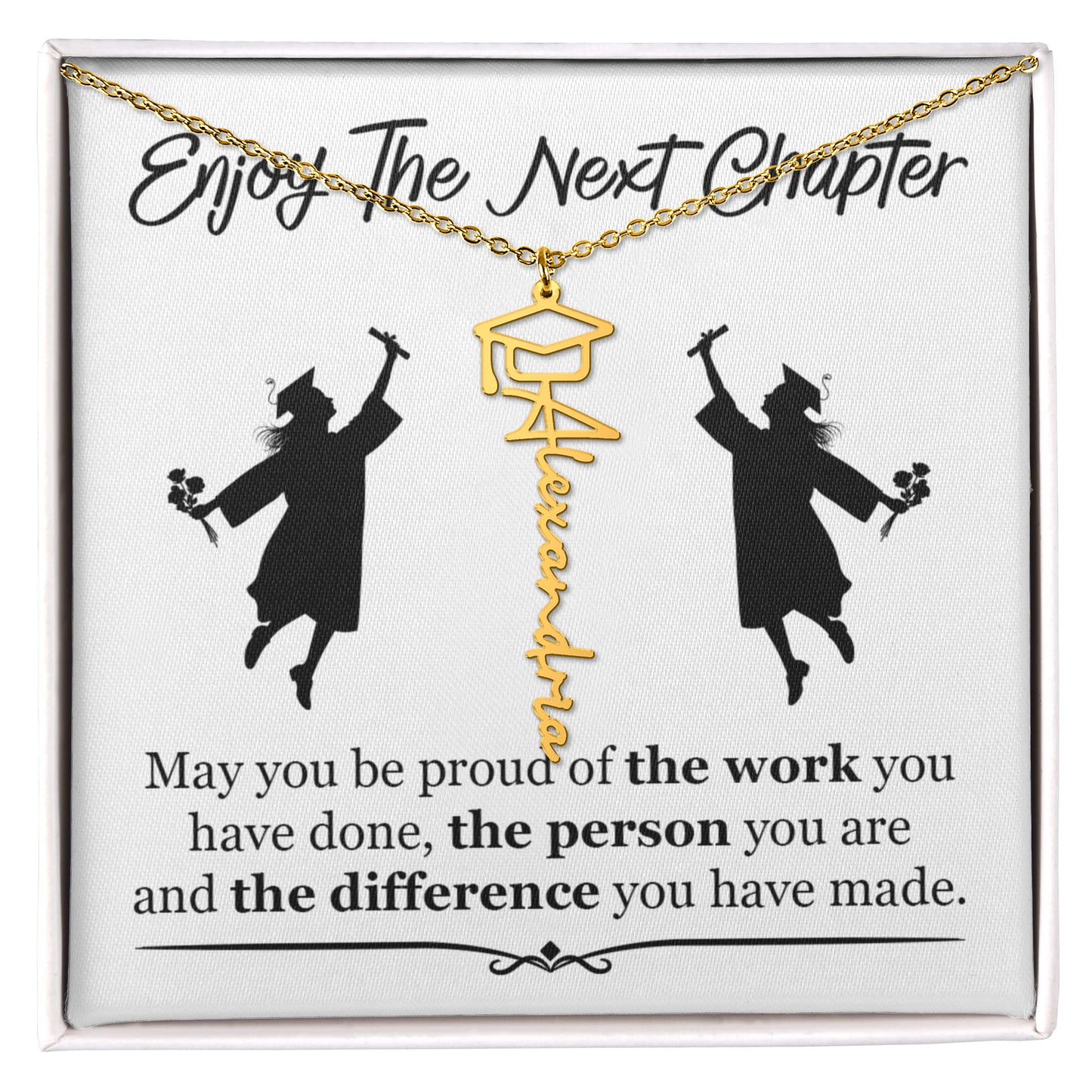 Gift For Her – Inspirational Gift for Graduates - Graduation Name Necklace - The Shoppers Outlet
