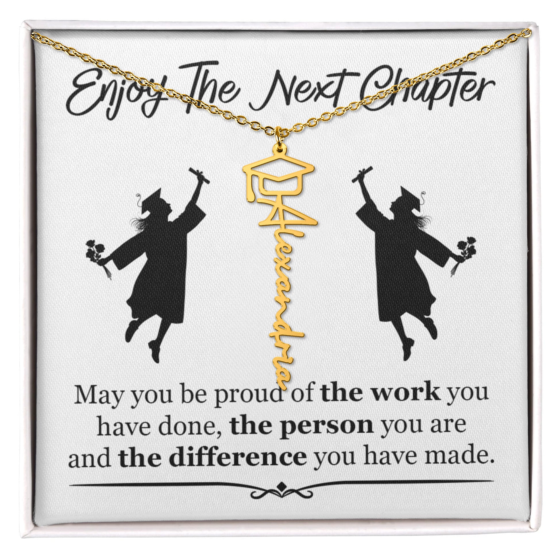 Gift For Her – Inspirational Gift for Graduates - Graduation Name Necklace - The Shoppers Outlet
