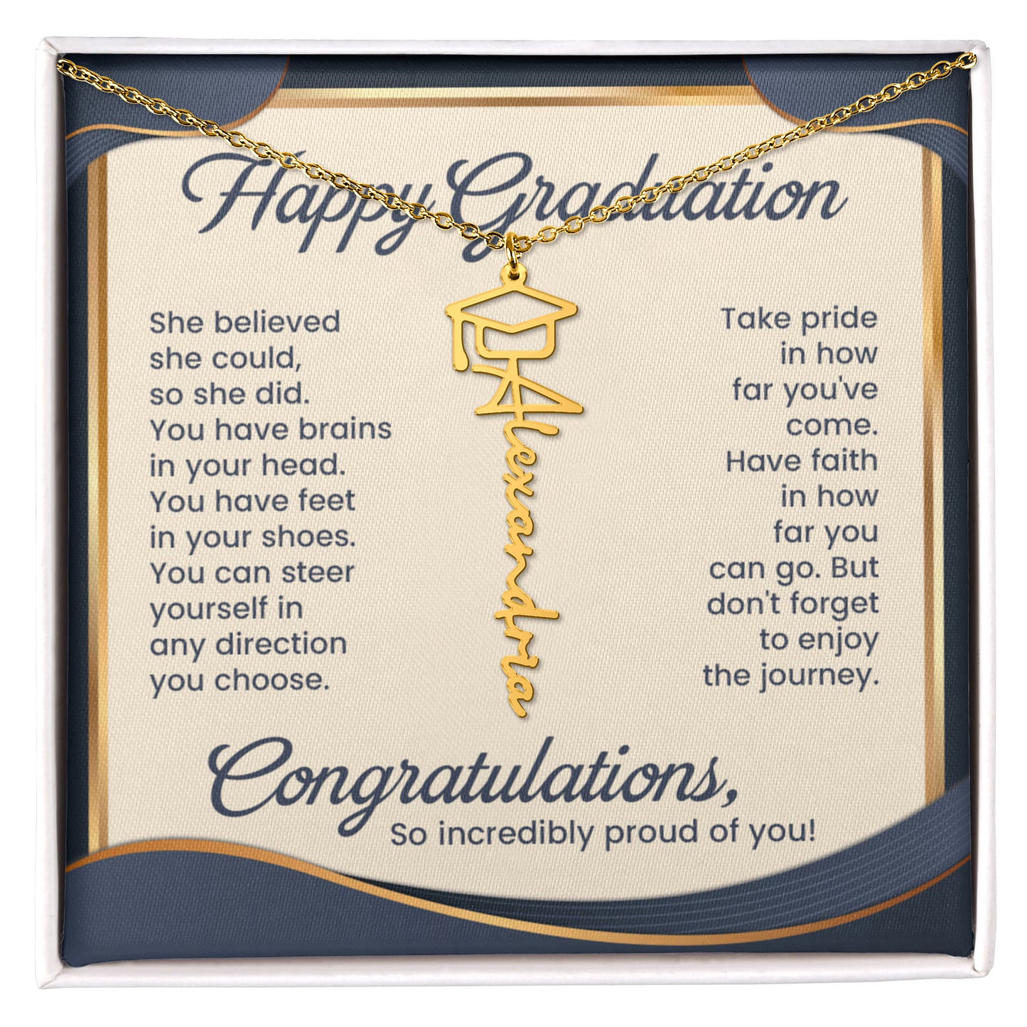 Gift For Her – She Believed- So Could - So She Did - Graduation Name Necklace - The Shoppers Outlet