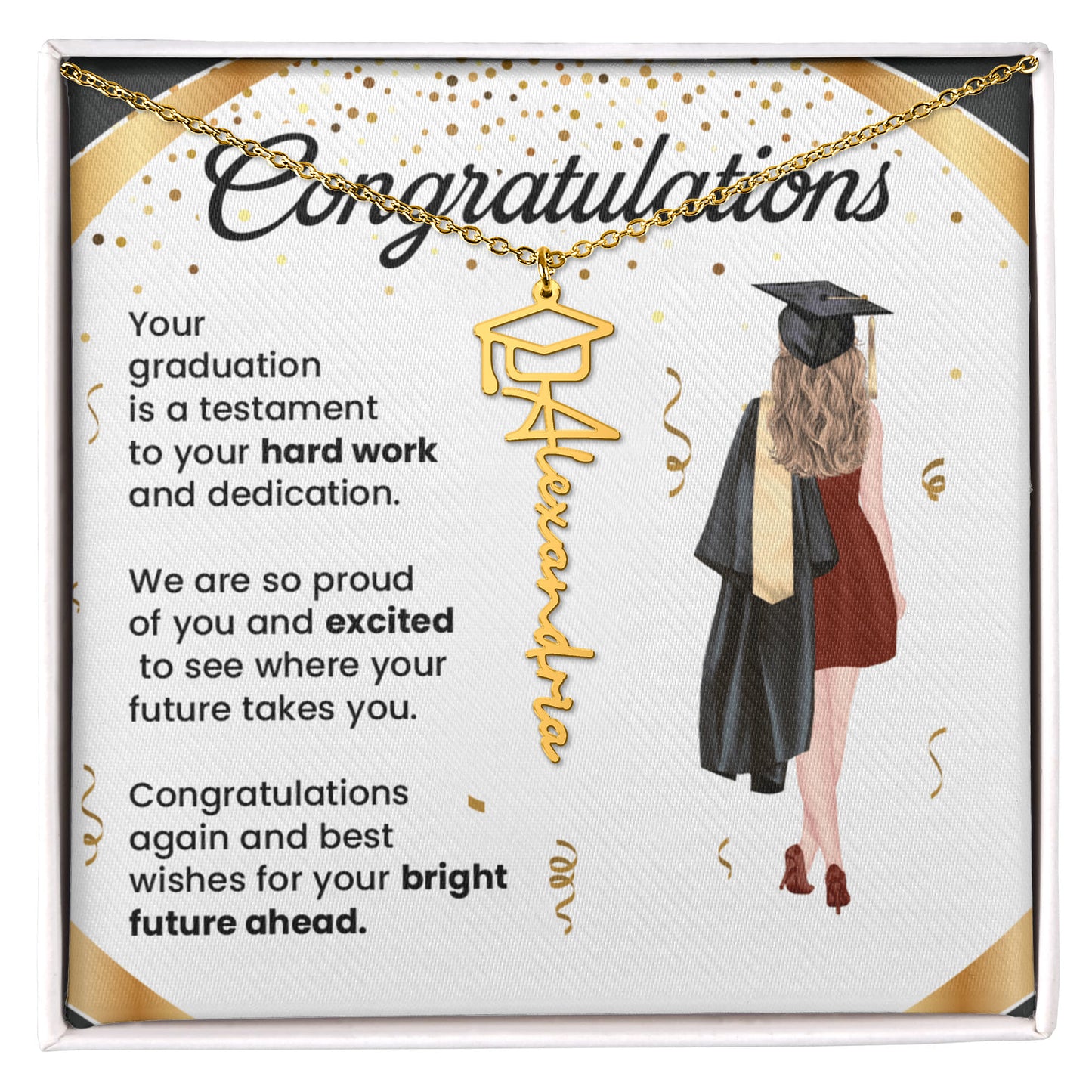 Graduation Necklace Gift – Inspirational Jewelry for Her | Graduation Name Necklace - The Shoppers Outlet