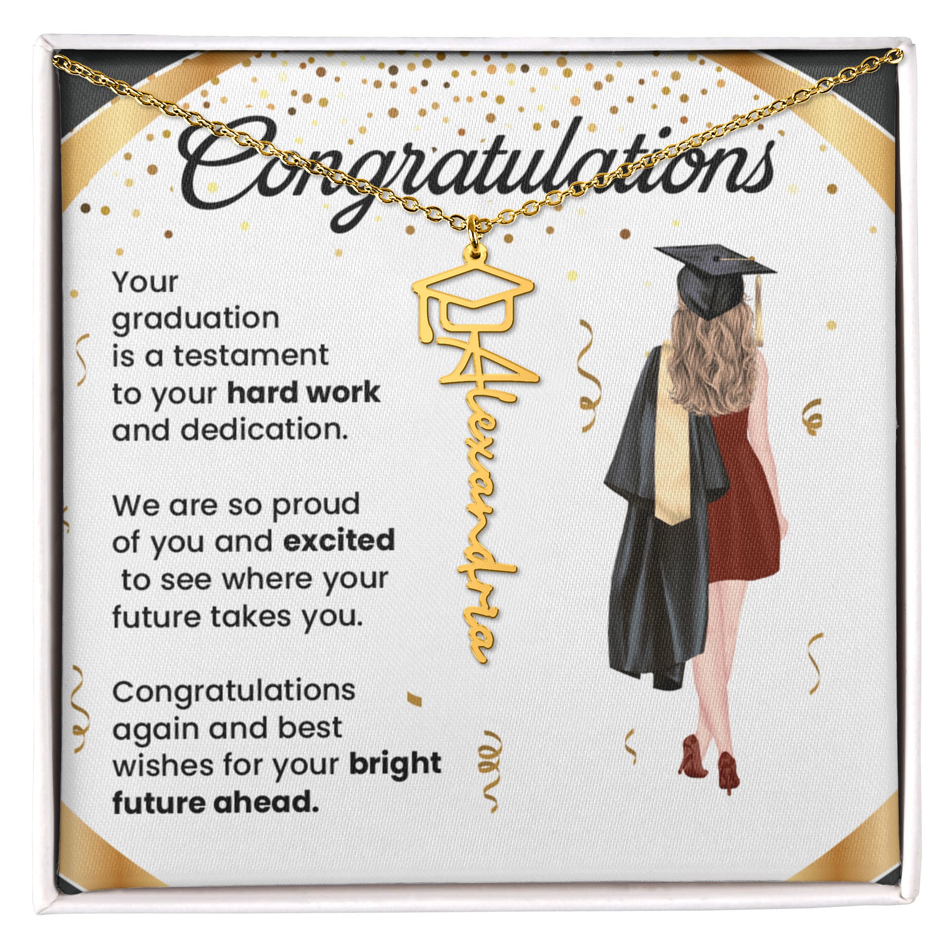Graduation Necklace Gift – Inspirational Jewelry for Her | Graduation Name Necklace - The Shoppers Outlet