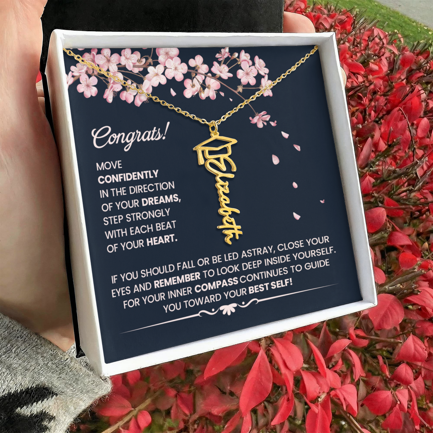 Congrats Graduation Gift – Gift for Her - Elegant Inspirational - Graduation Name Necklace - The Shoppers Outlet